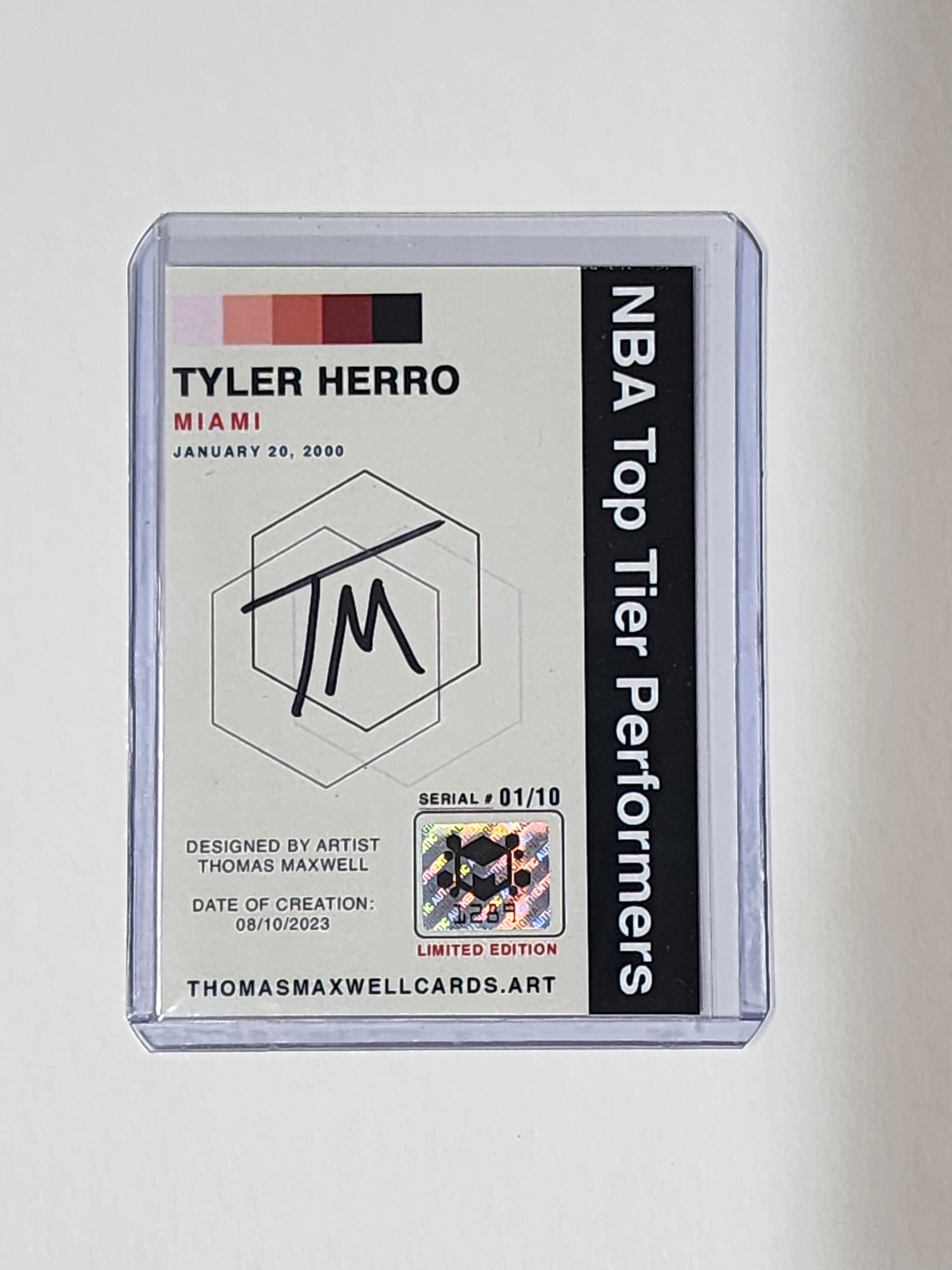 Tyler Herro Artist Signed Basketball Art Card 1/10