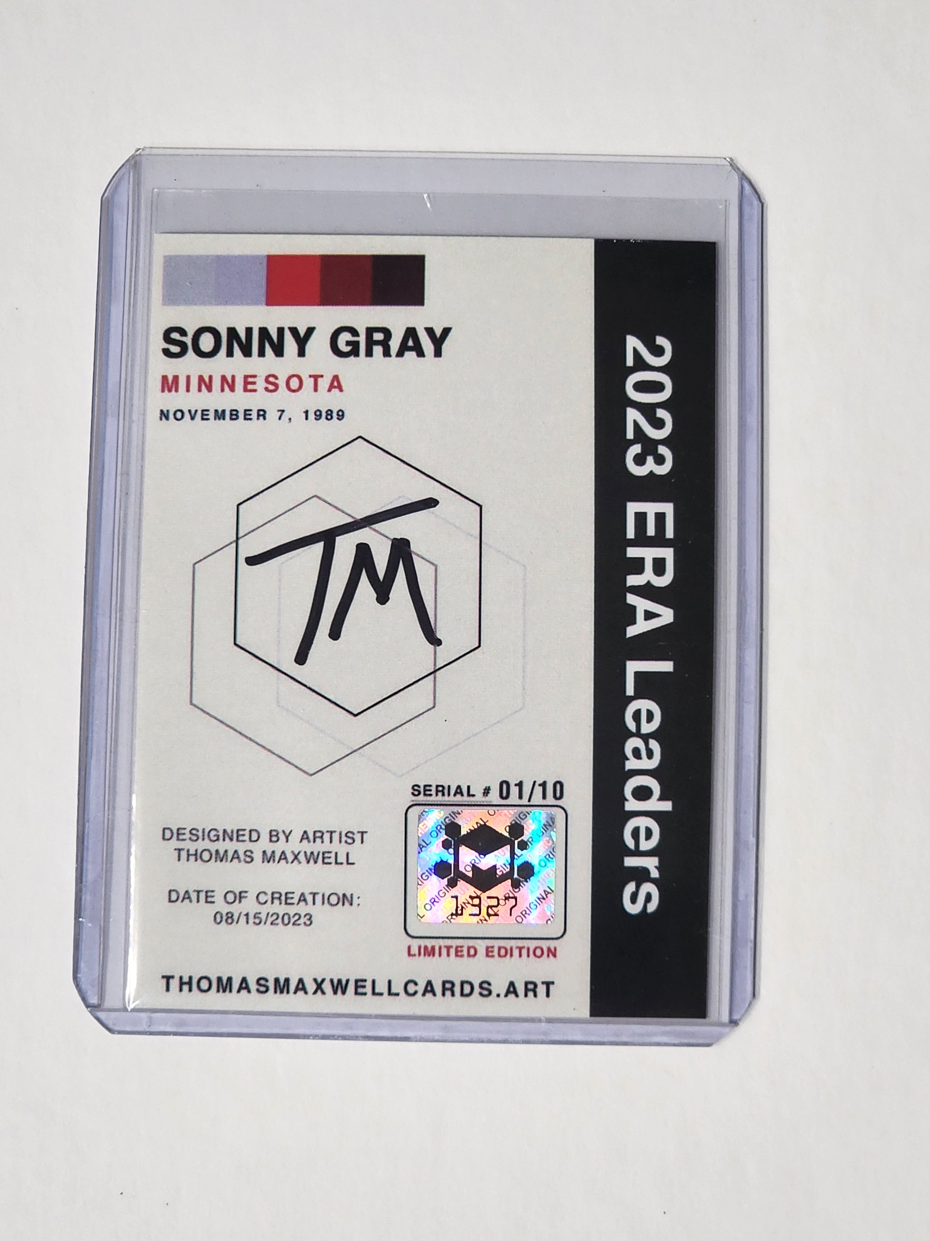 Sonny Gray Artist Signed Baseball Art Card 1/10