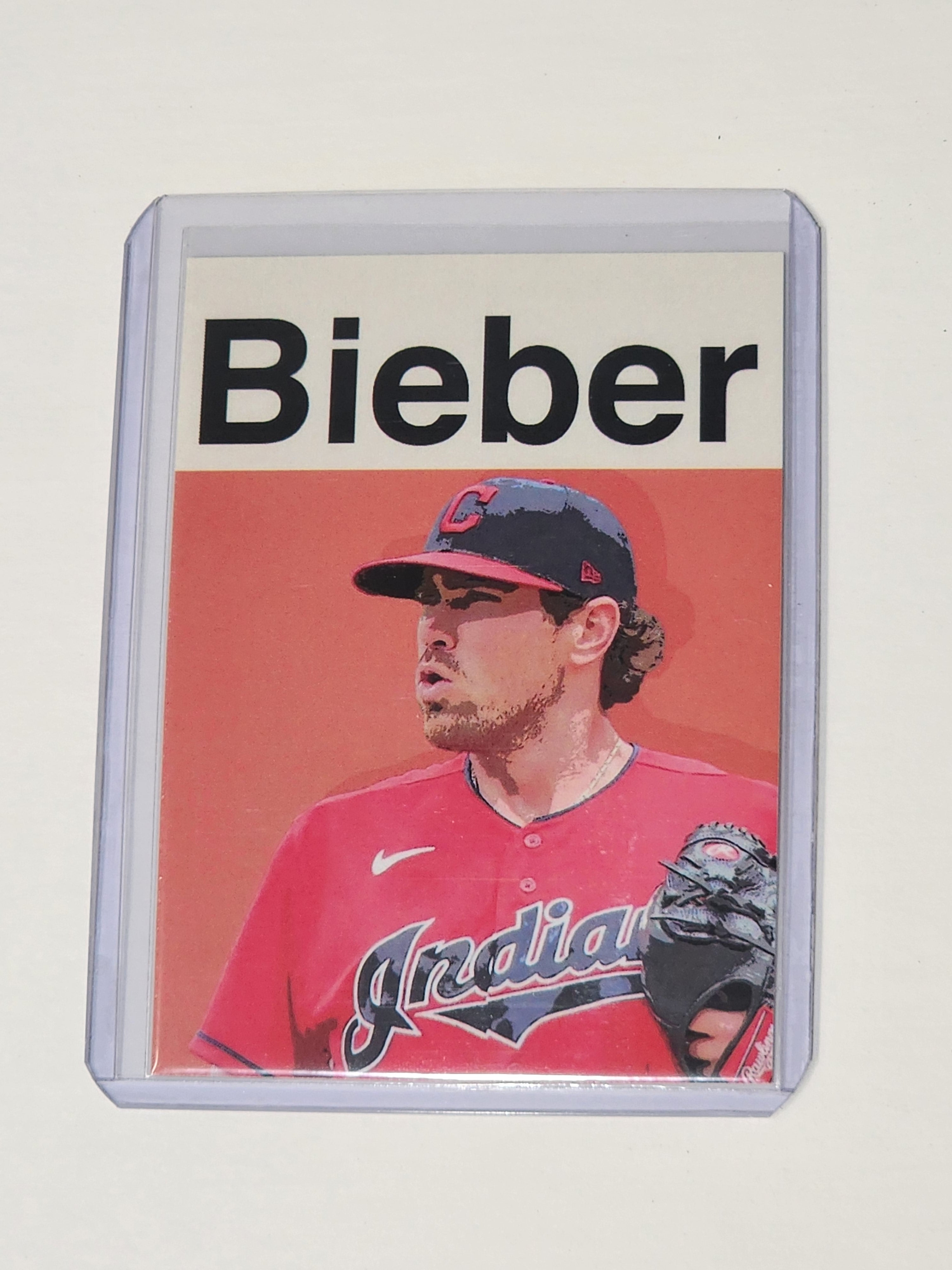 Shane Bieber Artist Signed Baseball Art Card 1/10