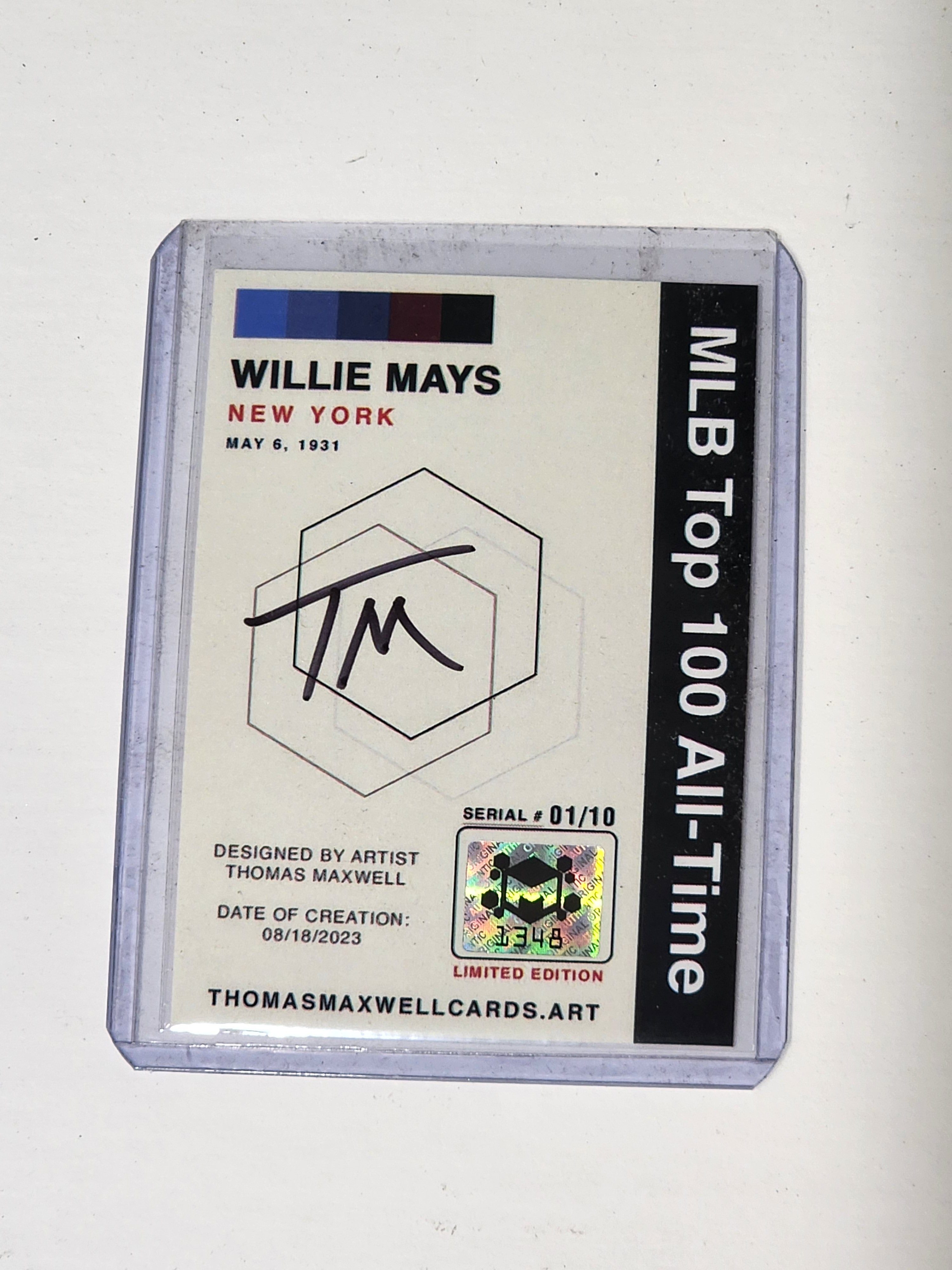 Willie Mays Artist Signed Baseball Art Card 1/10