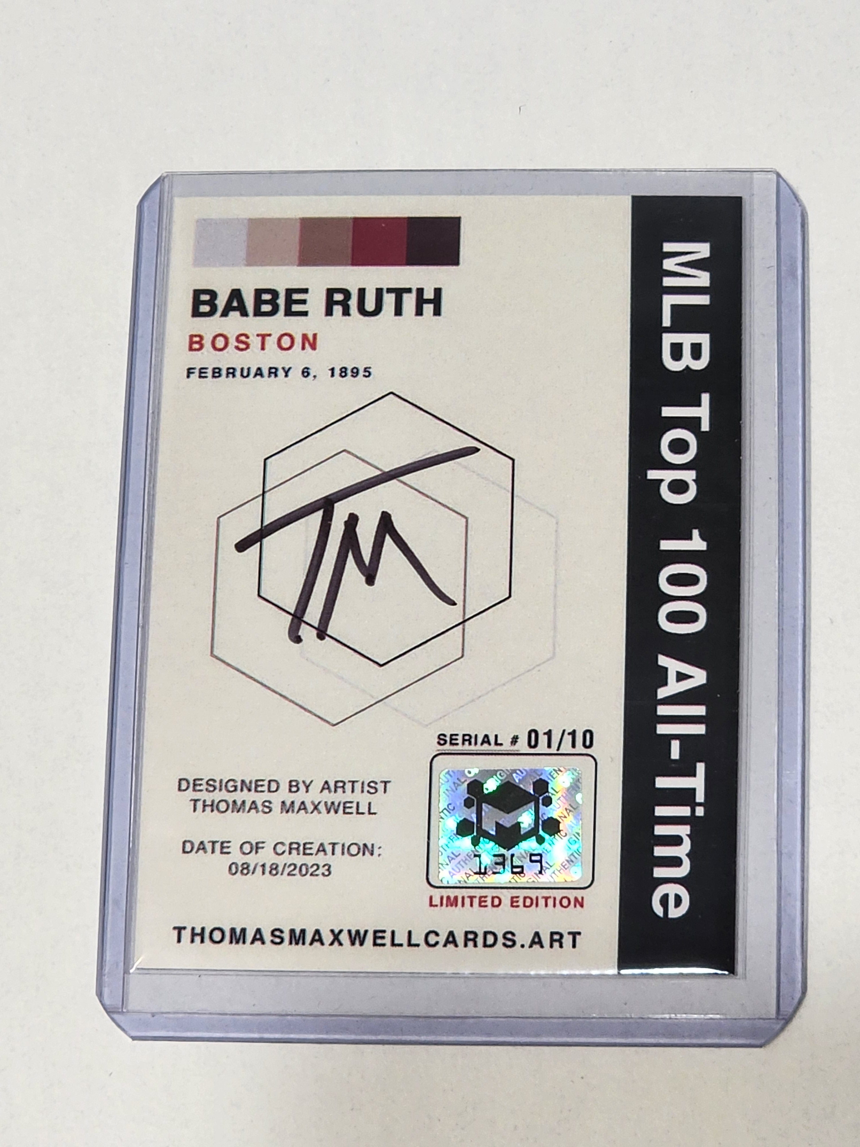 Babe Ruth  Artist Signed Baseball Art Card 1/10