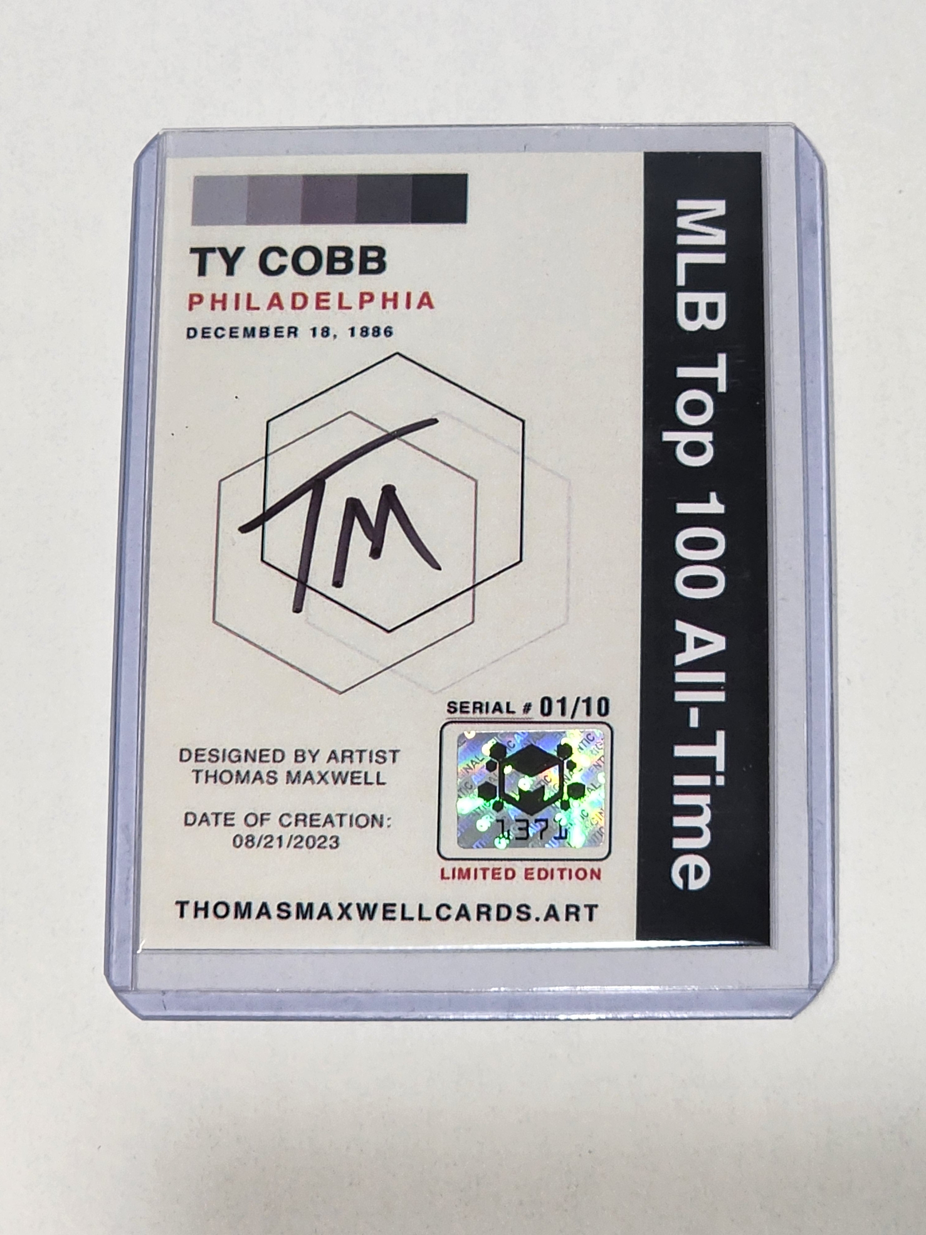 Ty Cobb Baseball Art Card - Artist Signed - 1/10