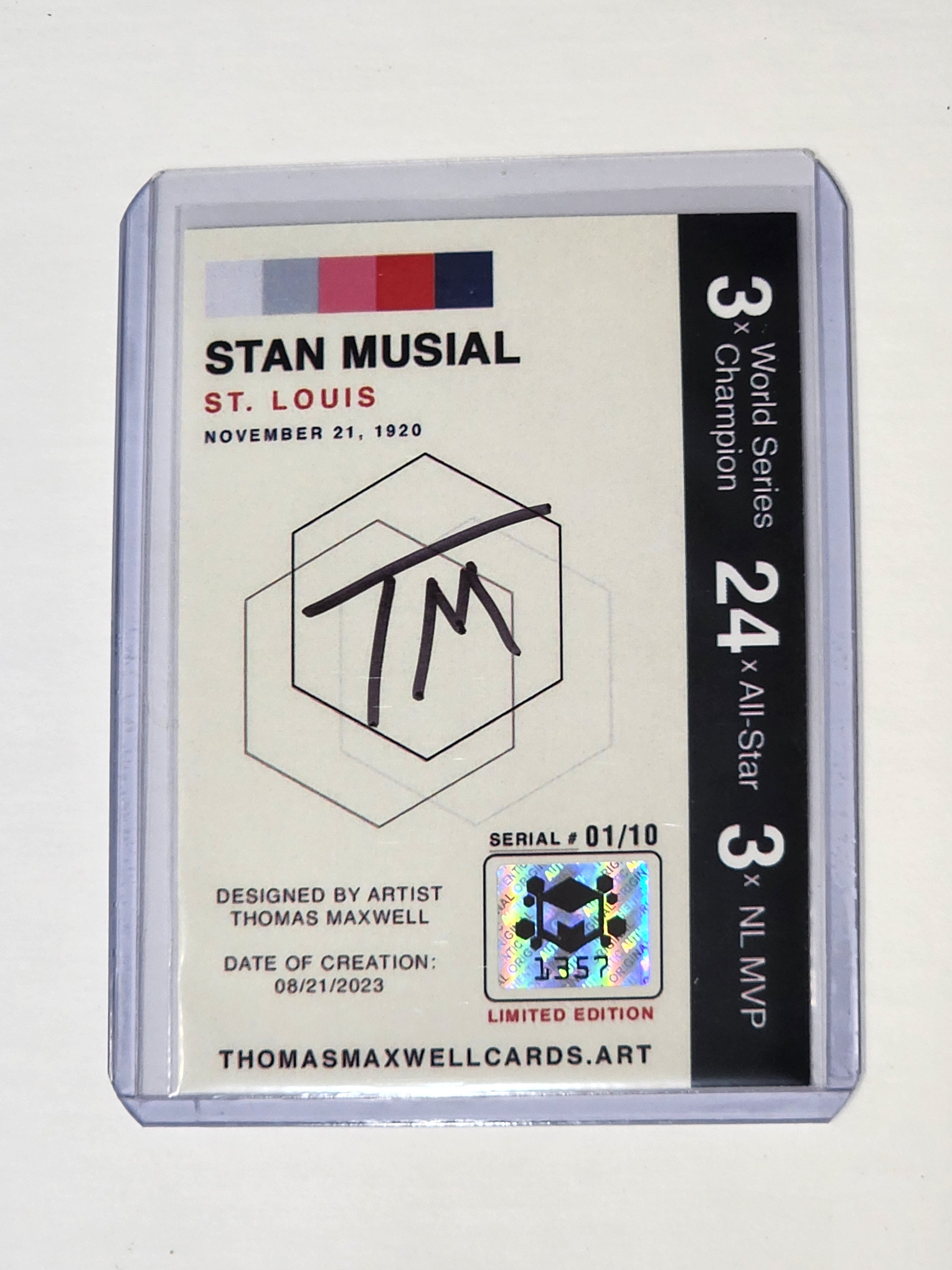 Stan Musial Artist Signed Baseball Art Card 1/10