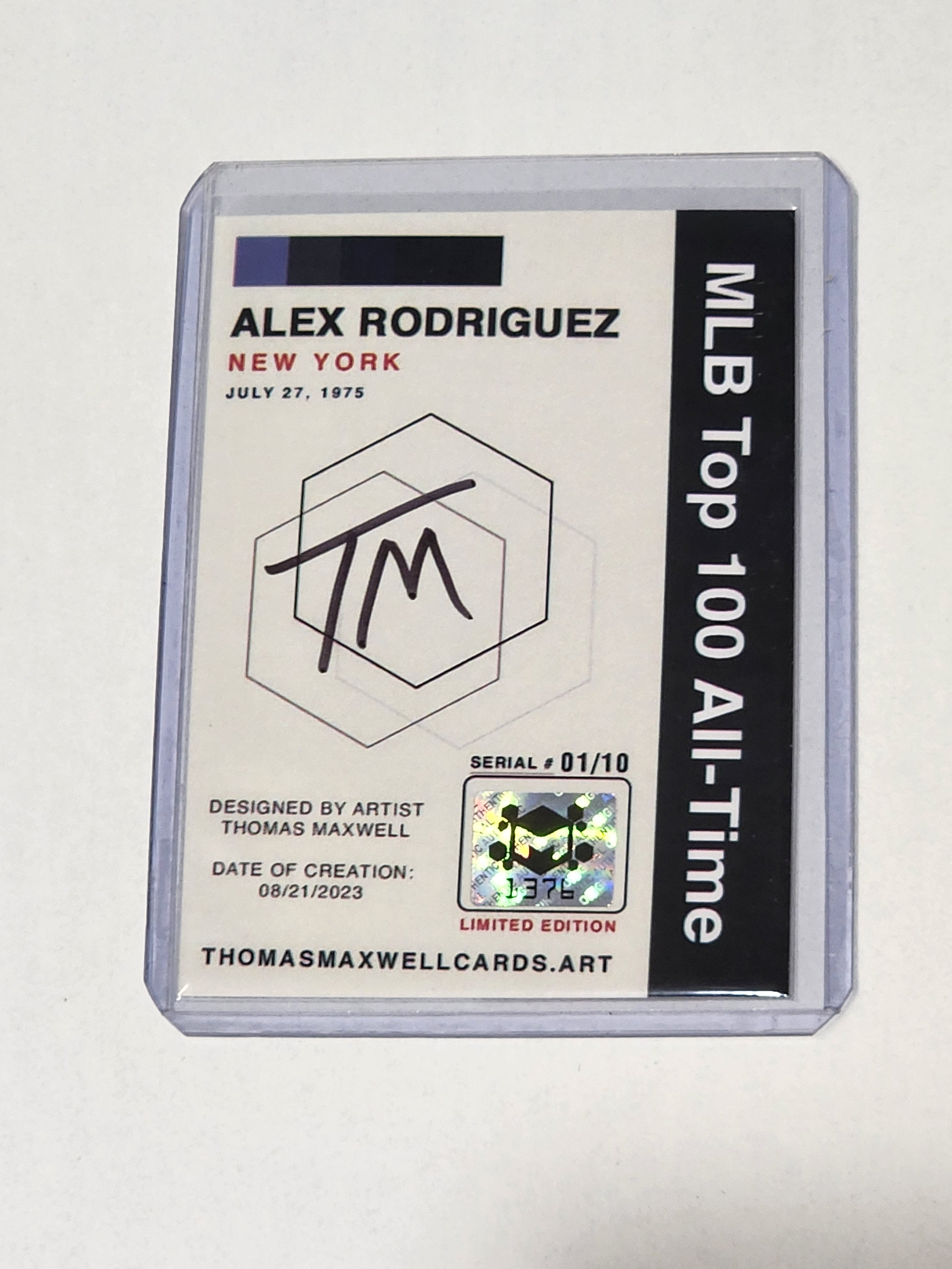 Alex Rodriguez Artist Signed Baseball Art Card 1/10