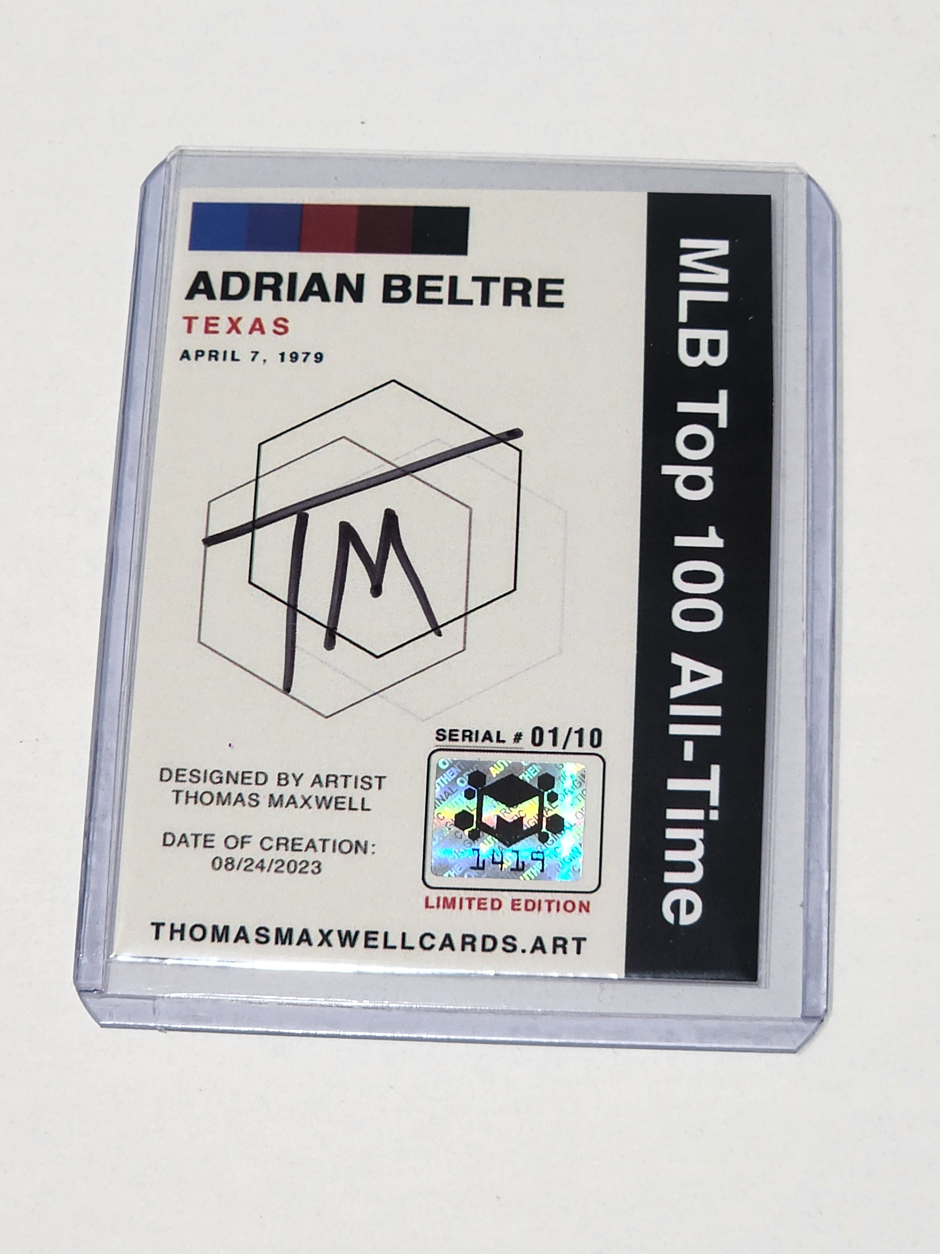 Adrian Beltre Artist Signed Baseball Art Card 1/10