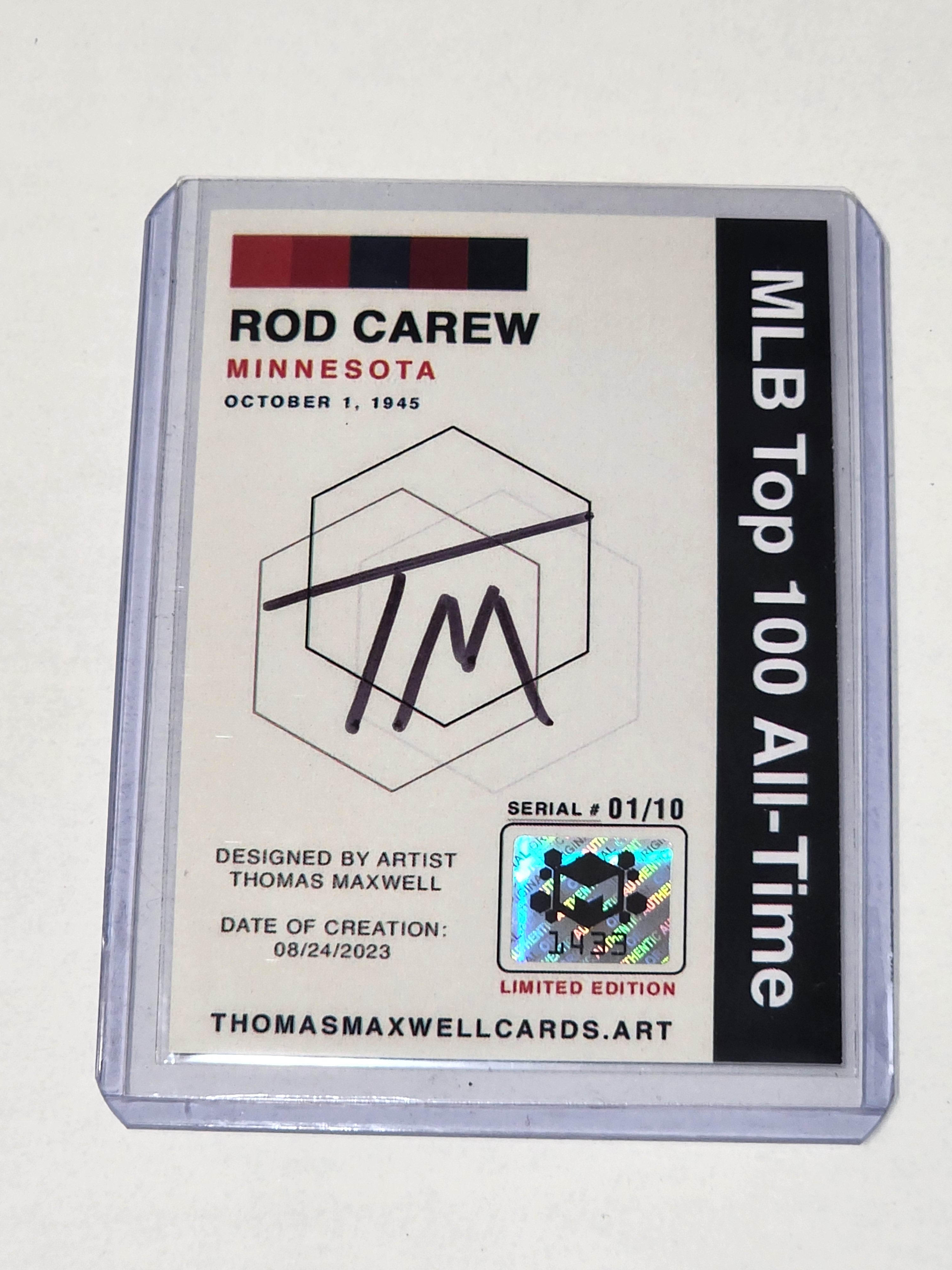 Rod Carew Artist Signed Baseball Art Card 1/10