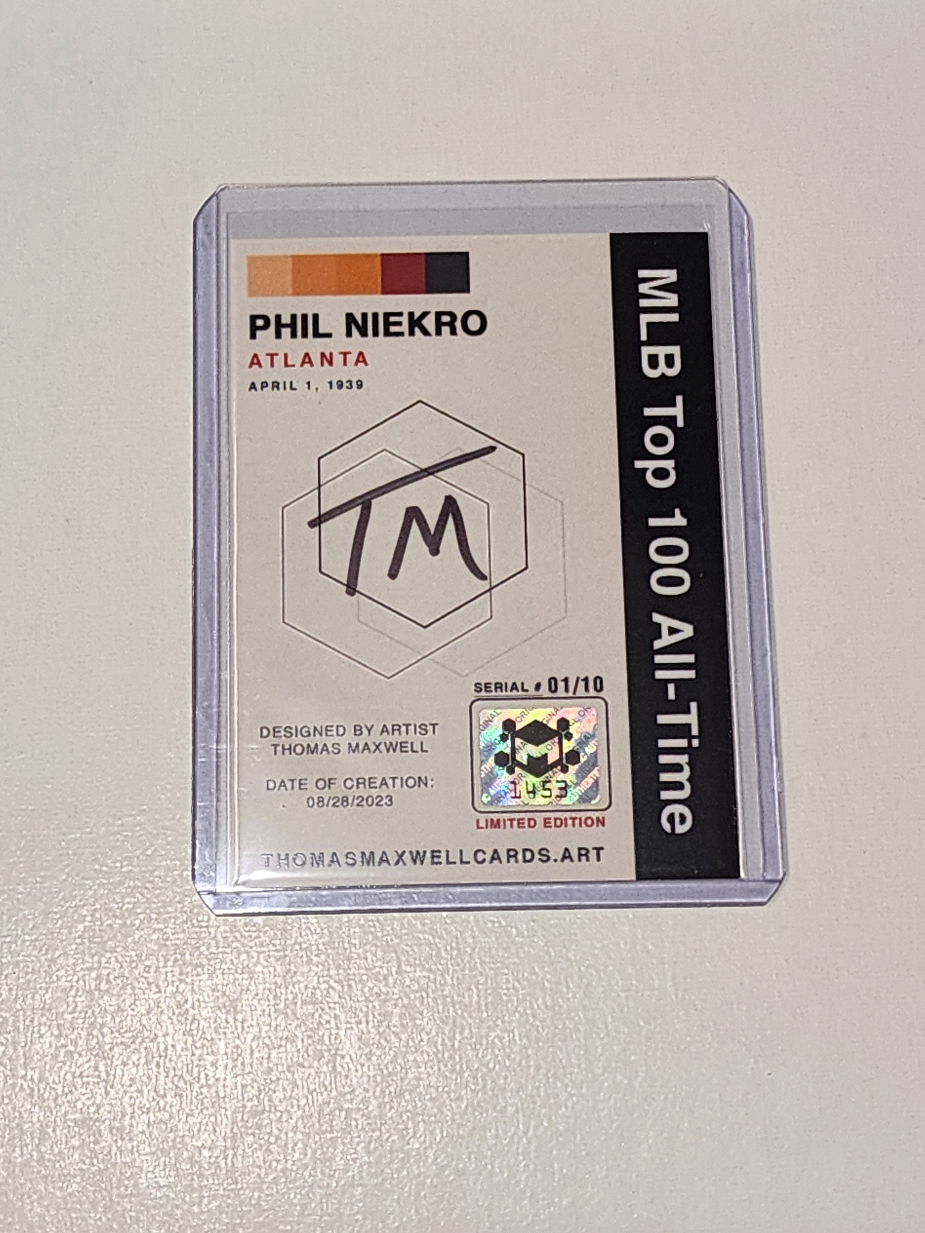 Phil Niekro Artist Signed Baseball Art Card 1/10