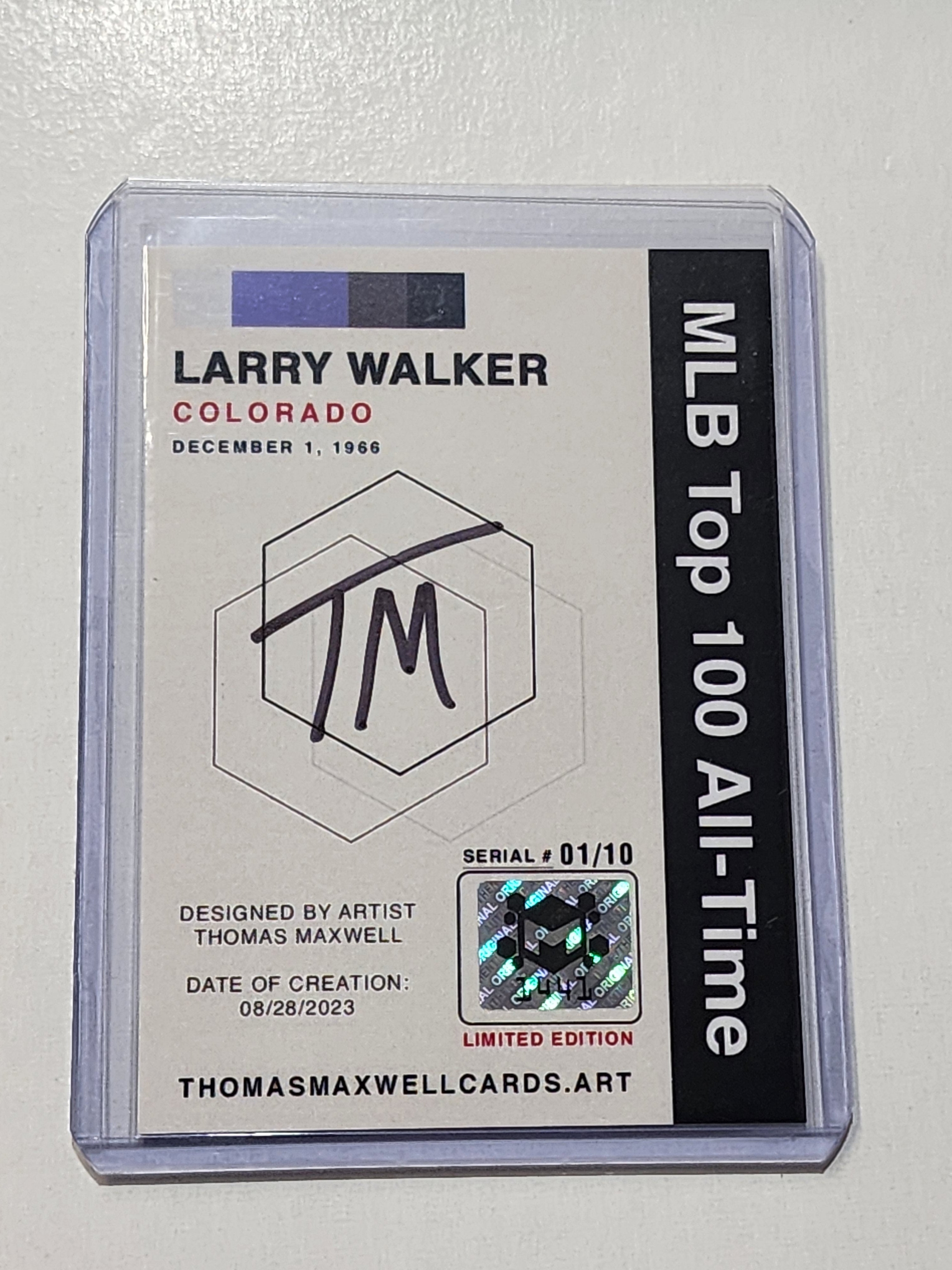 Larry Walker Artist Signed Baseball Art Card 1/10