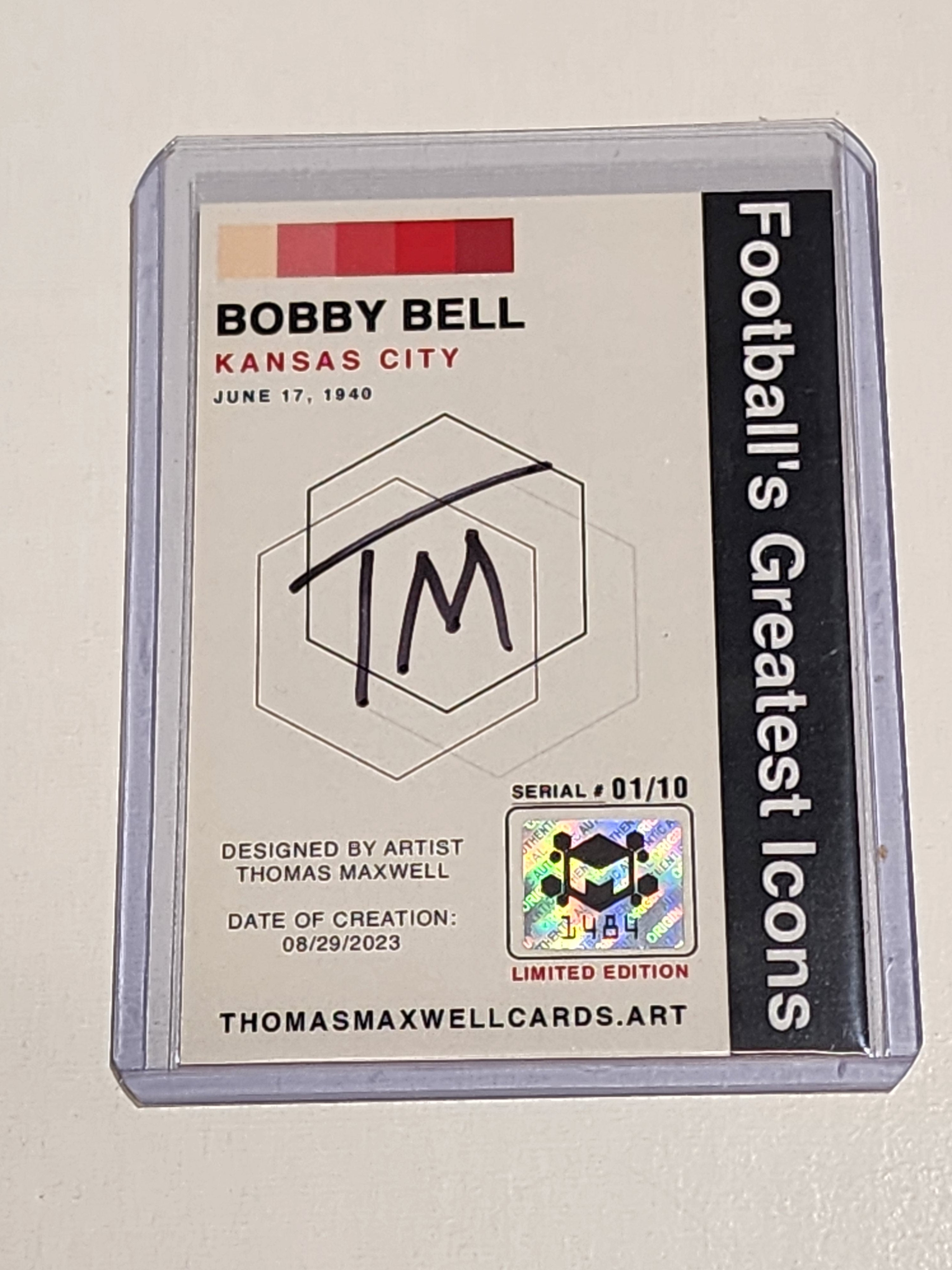 Bobby Bell Artist Signed Football Art Card 1/10