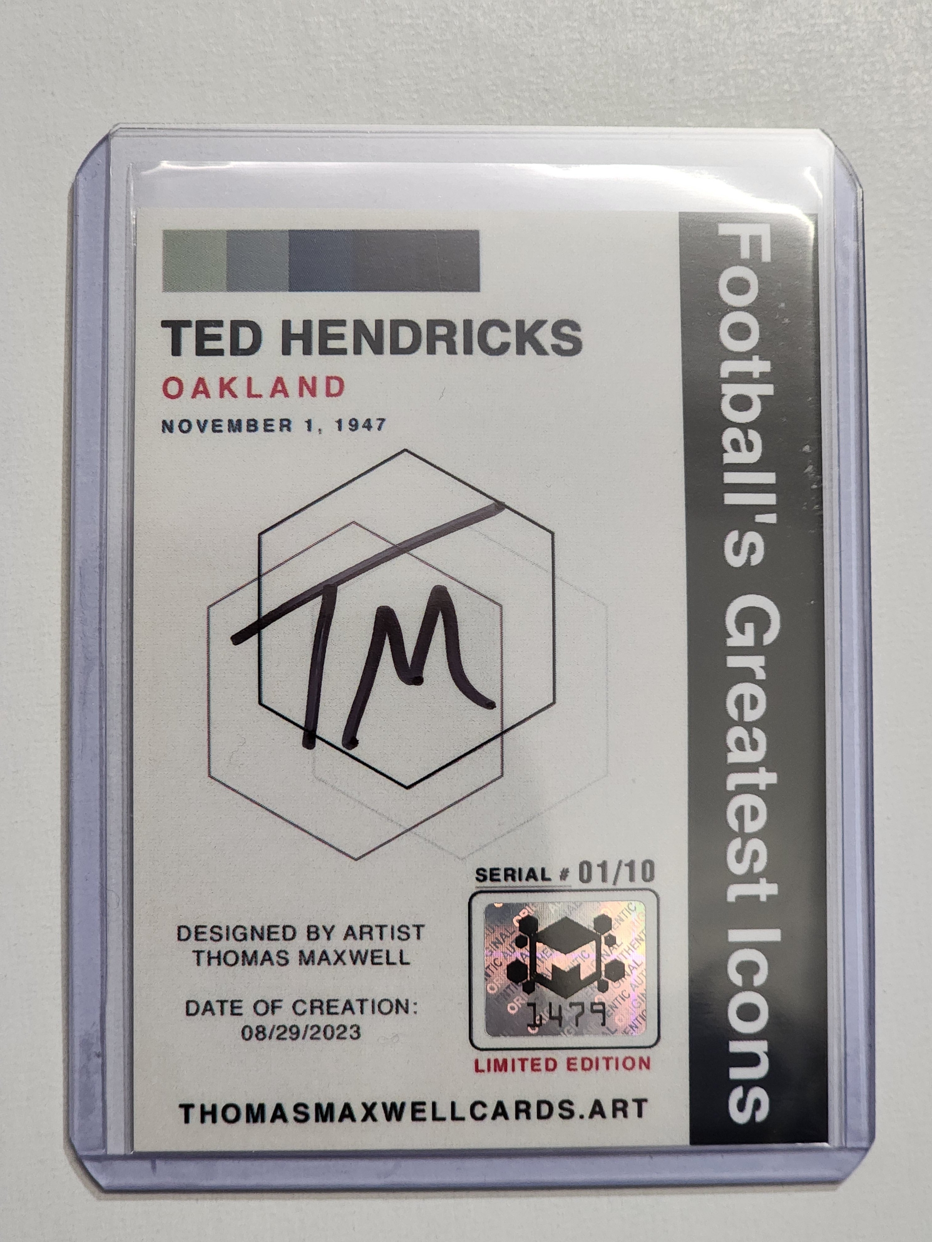 Ted Hendricks Artist Signed Football Art Card 1/10