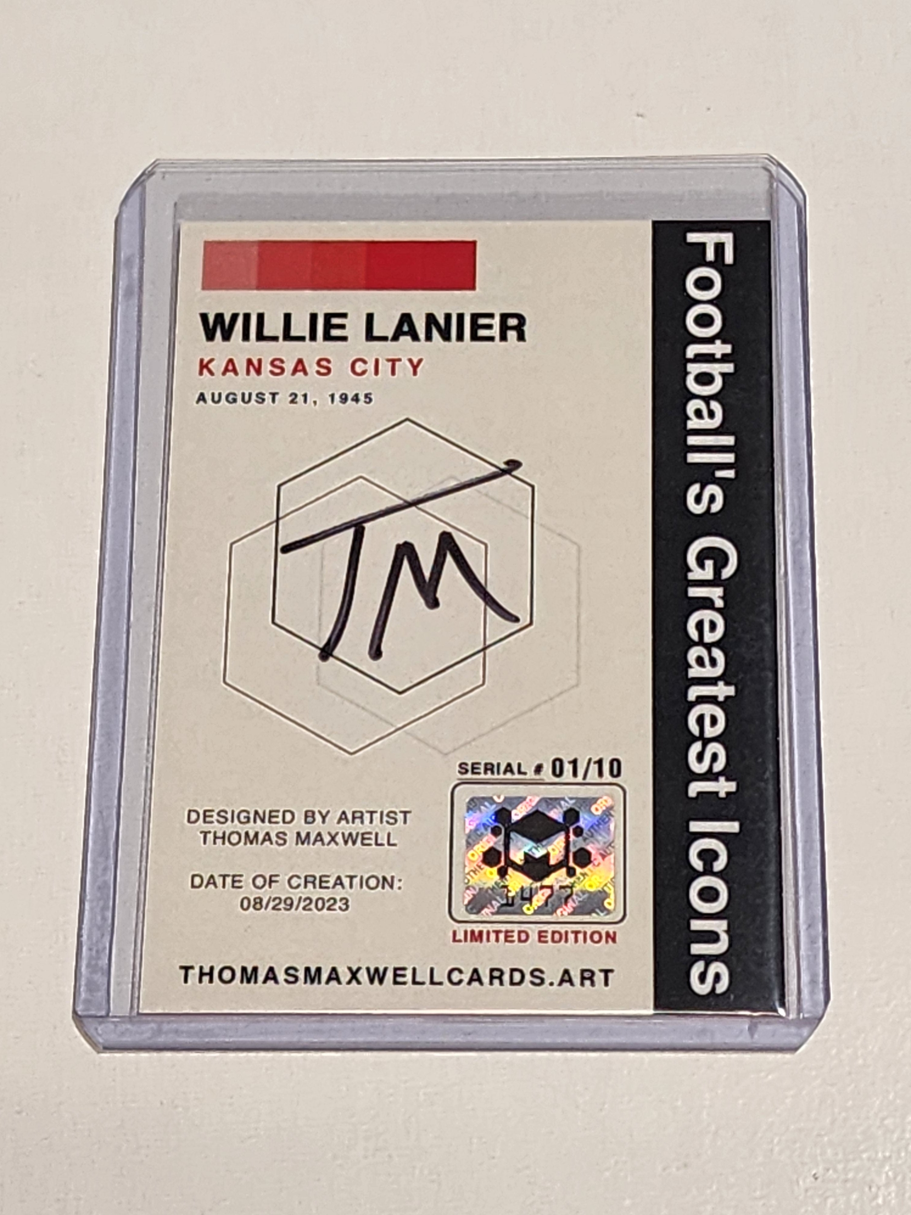 Willie Lanier Artist Signed Football Art Card 1/10