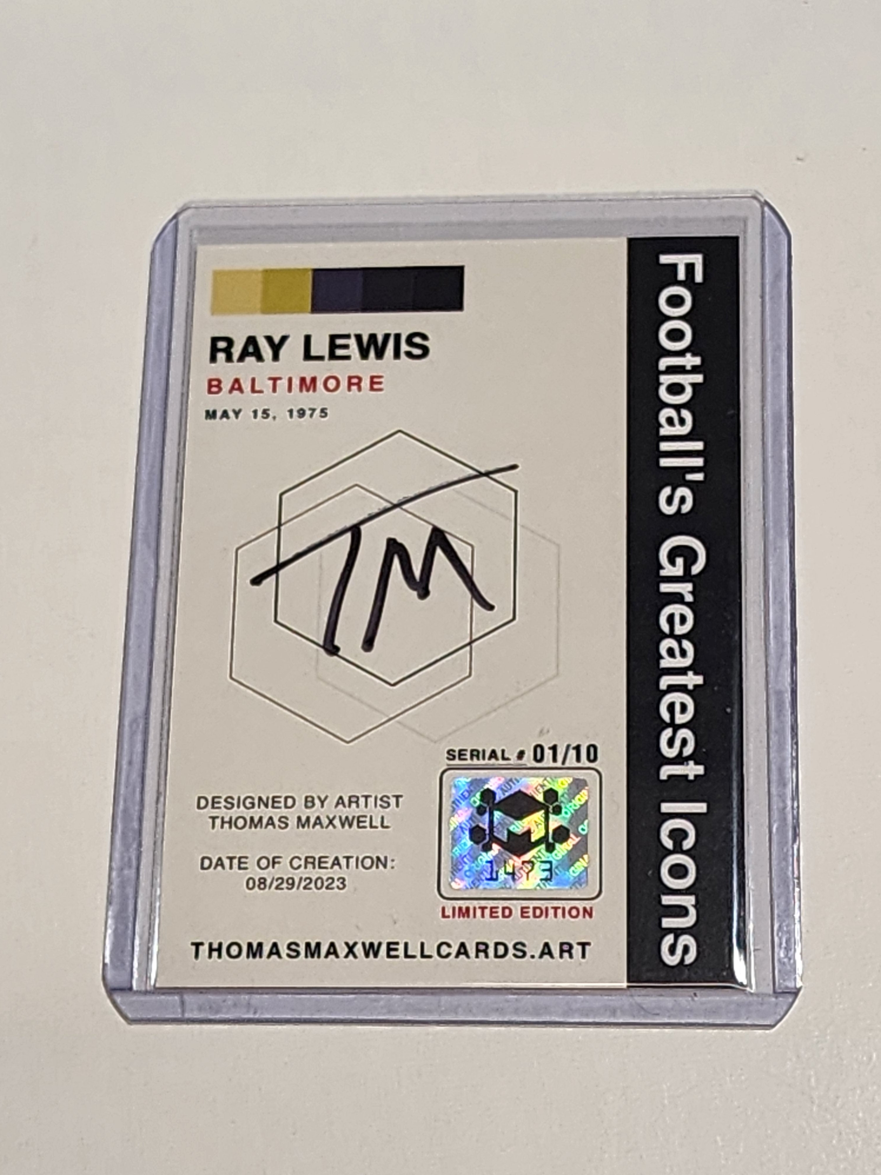 Ray Lewis Artist Signed Football Art Card 1/10