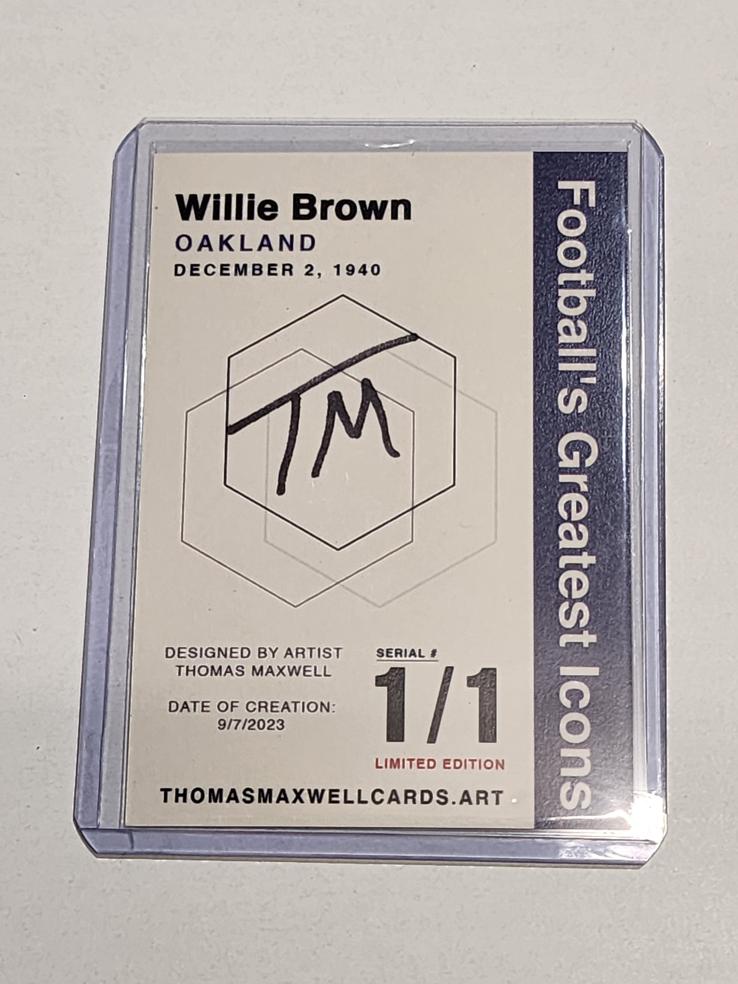 Willie Brown Artist Signed Oakland Raiders Refractor Art Card 1/1