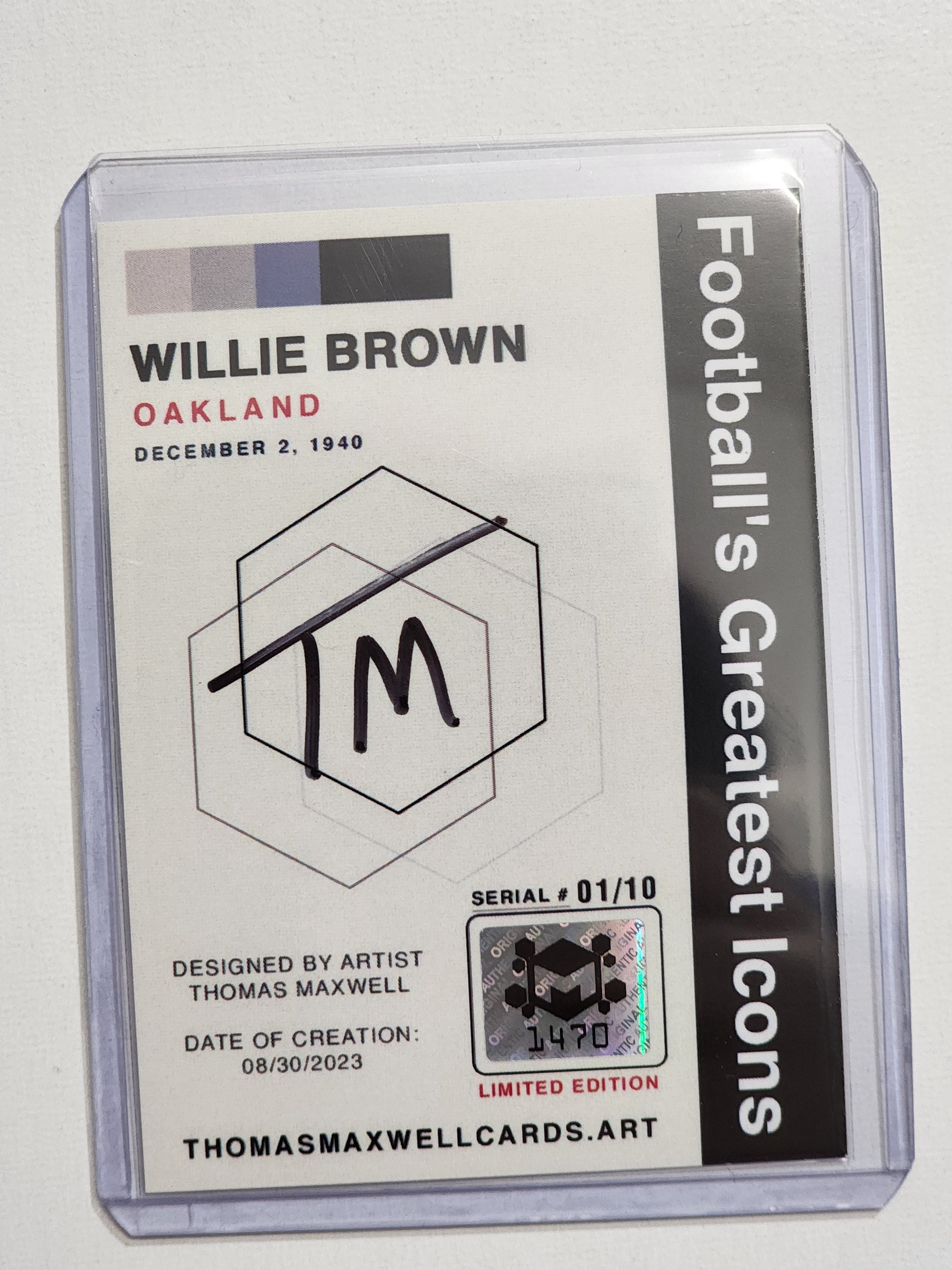 Willie Brown Artist Signed Football Art Card 1/10