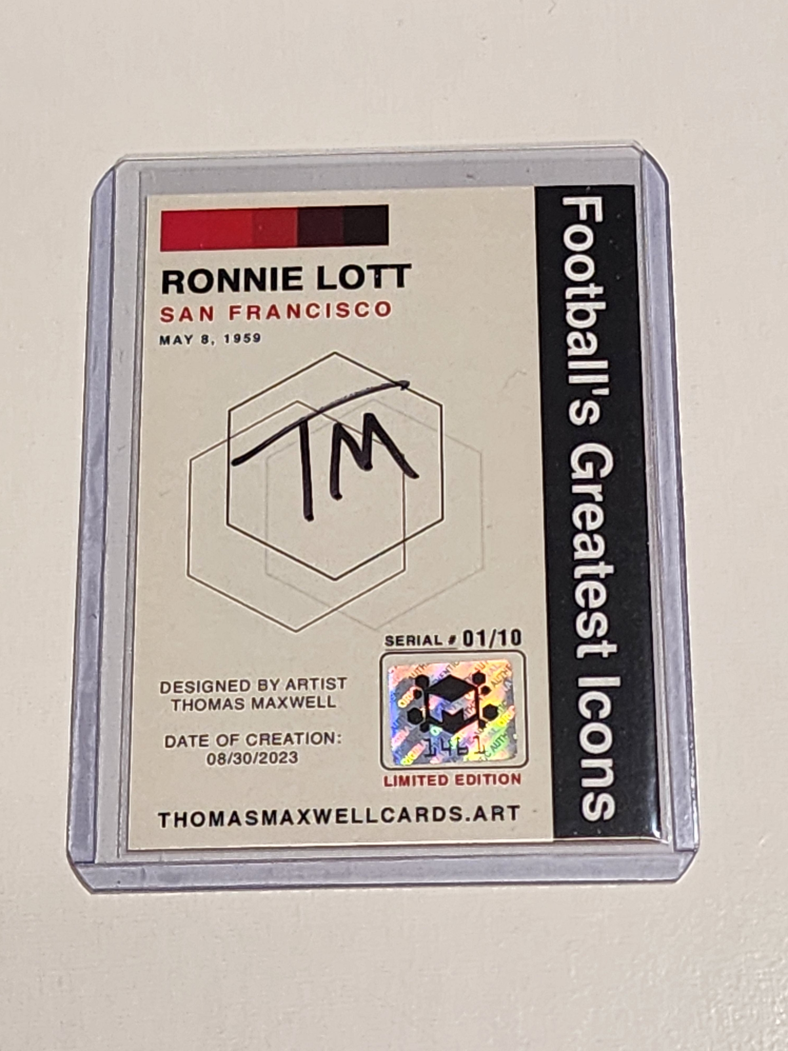 Ronnie Lott Artist Signed Football Art Card 1/10