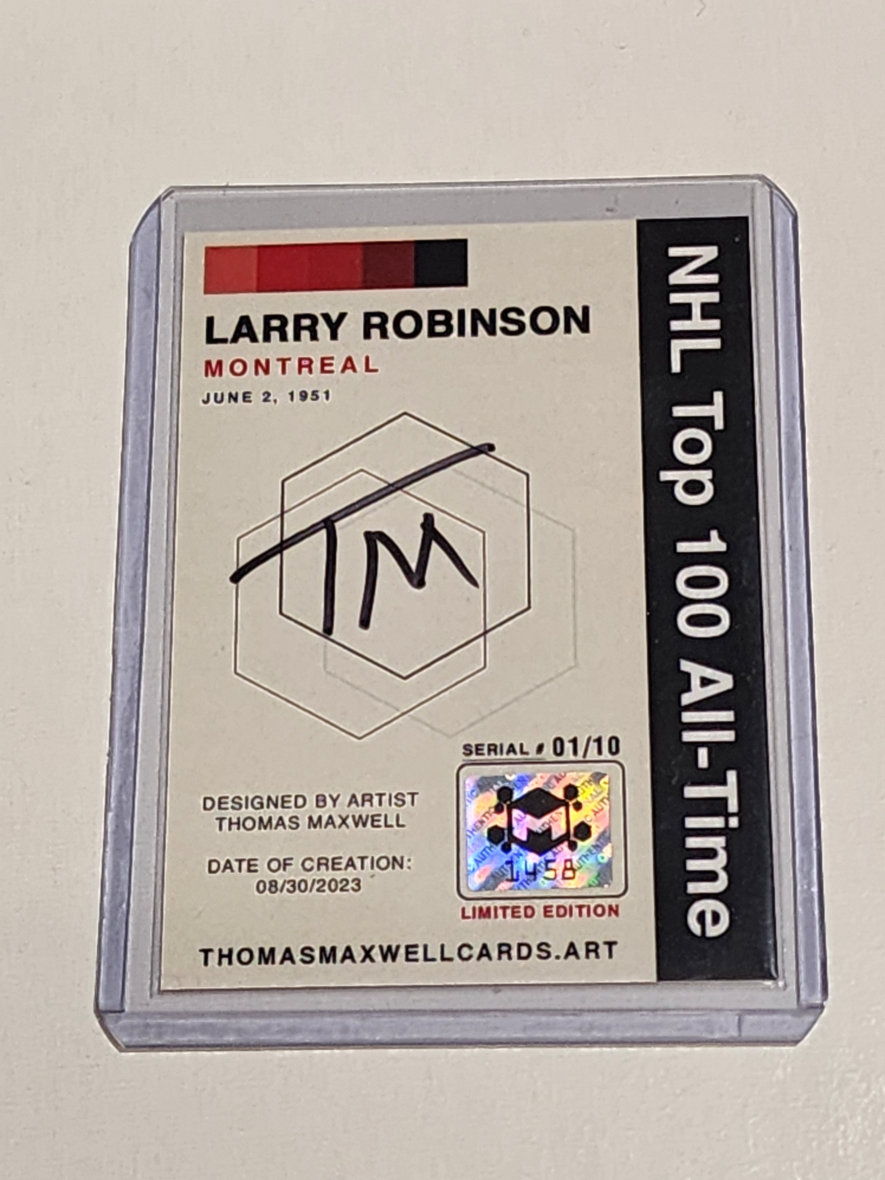 Larry Robinson Artist Signed Hockey Art Card 1/10