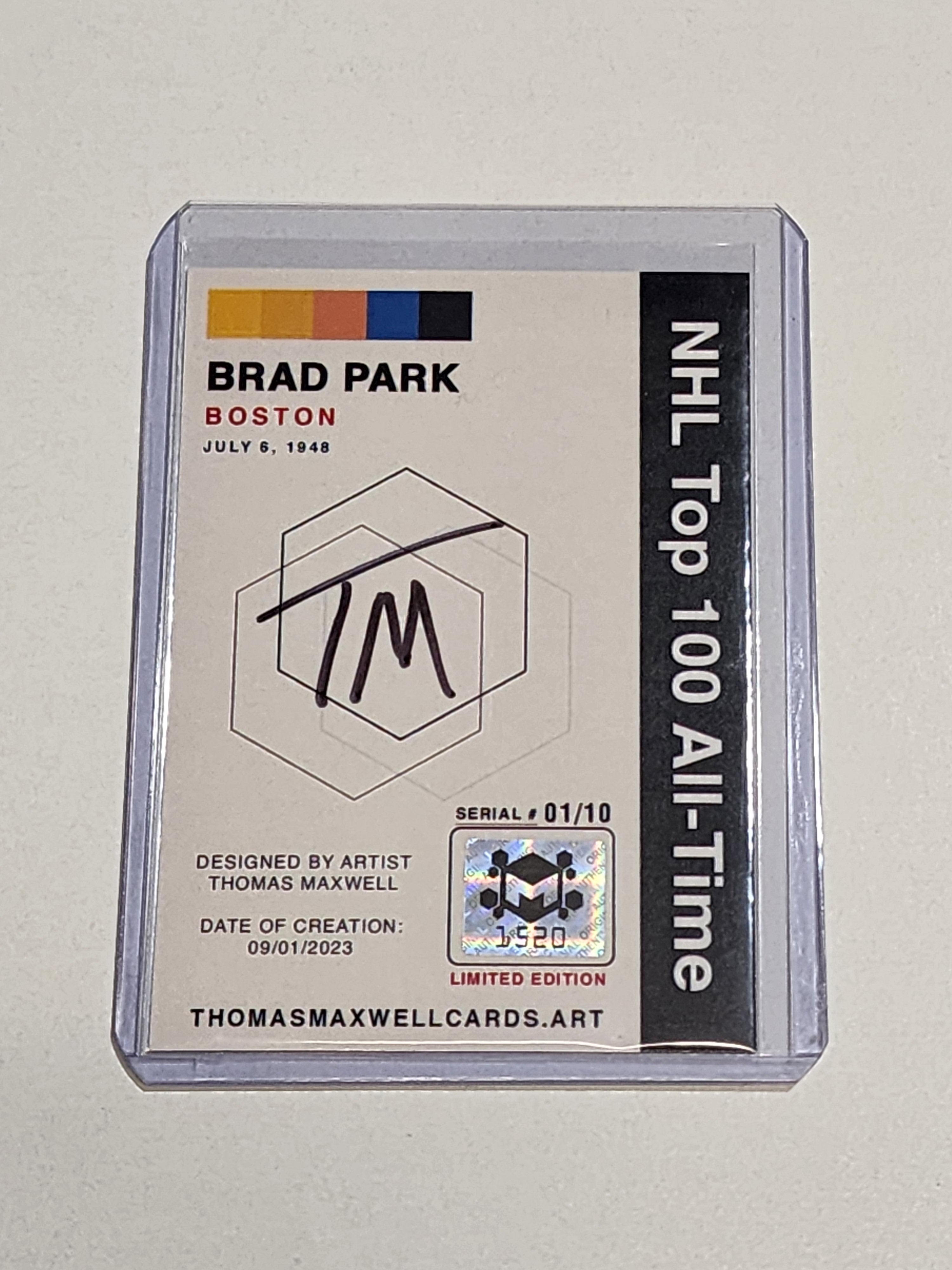 Brad Park Artist Signed Hockey Art Card 1/10