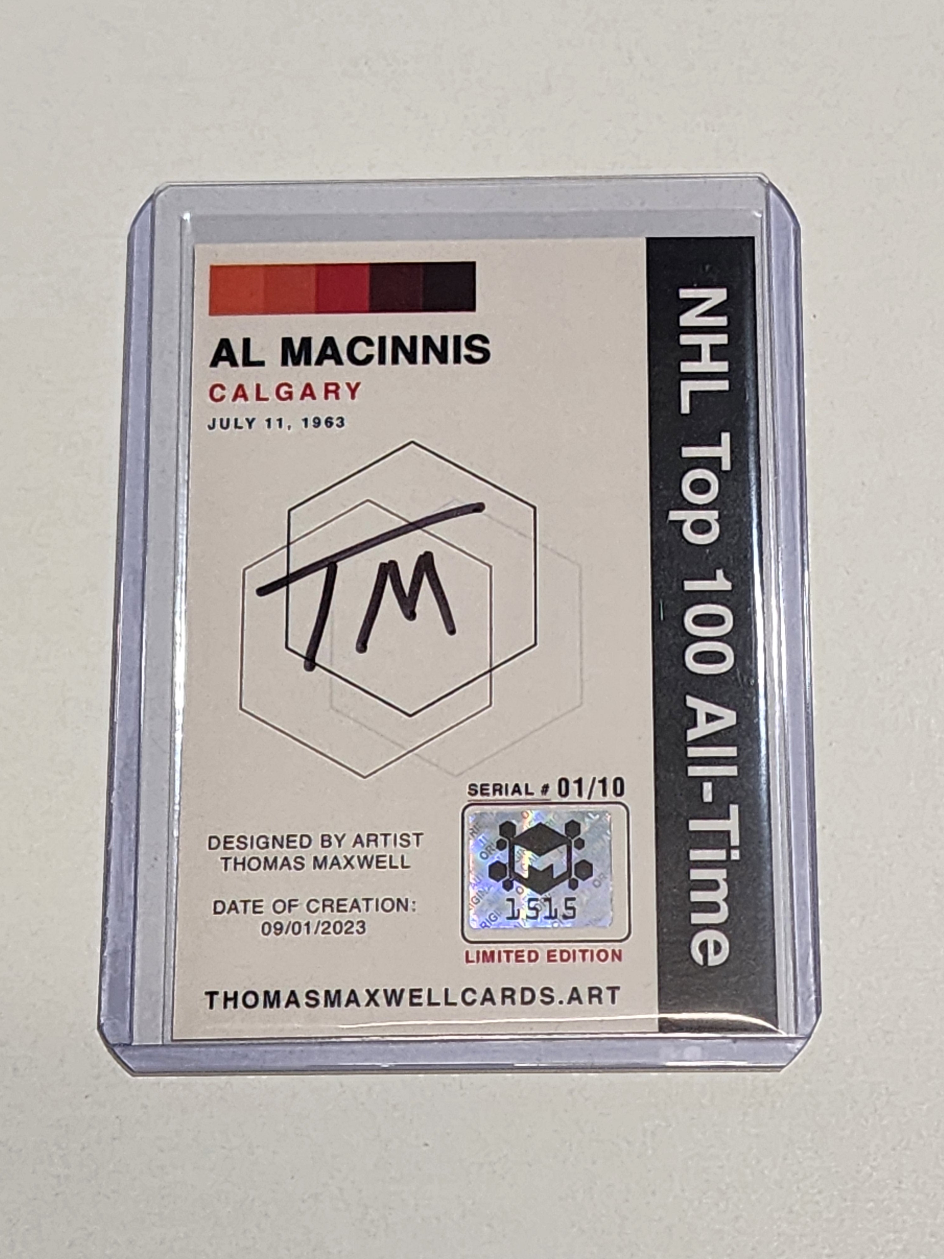 Al MacInnis Artist Signed Hockey Art Card 1/10