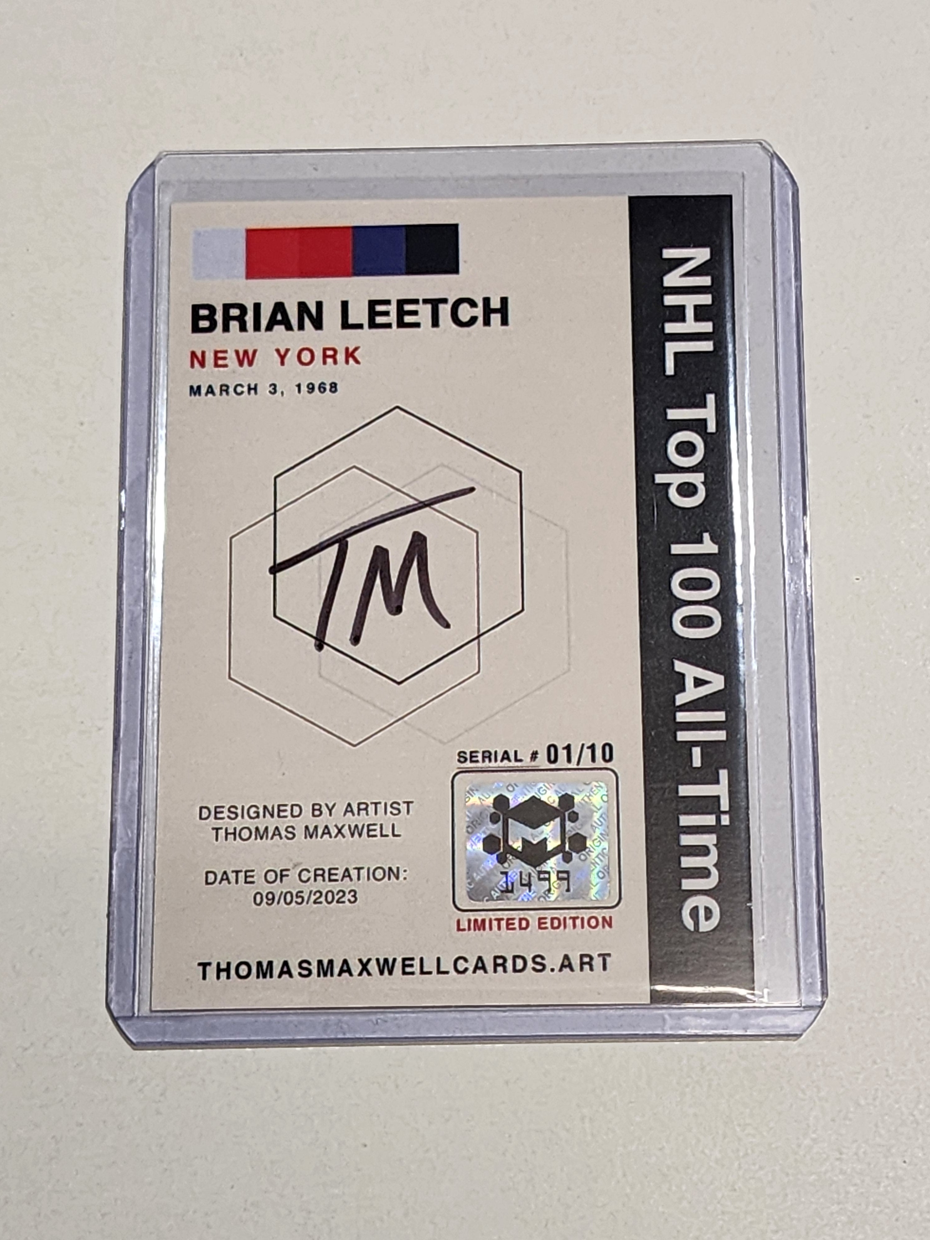 Brian Leetch Artist Signed Hockey Art Card 1/10