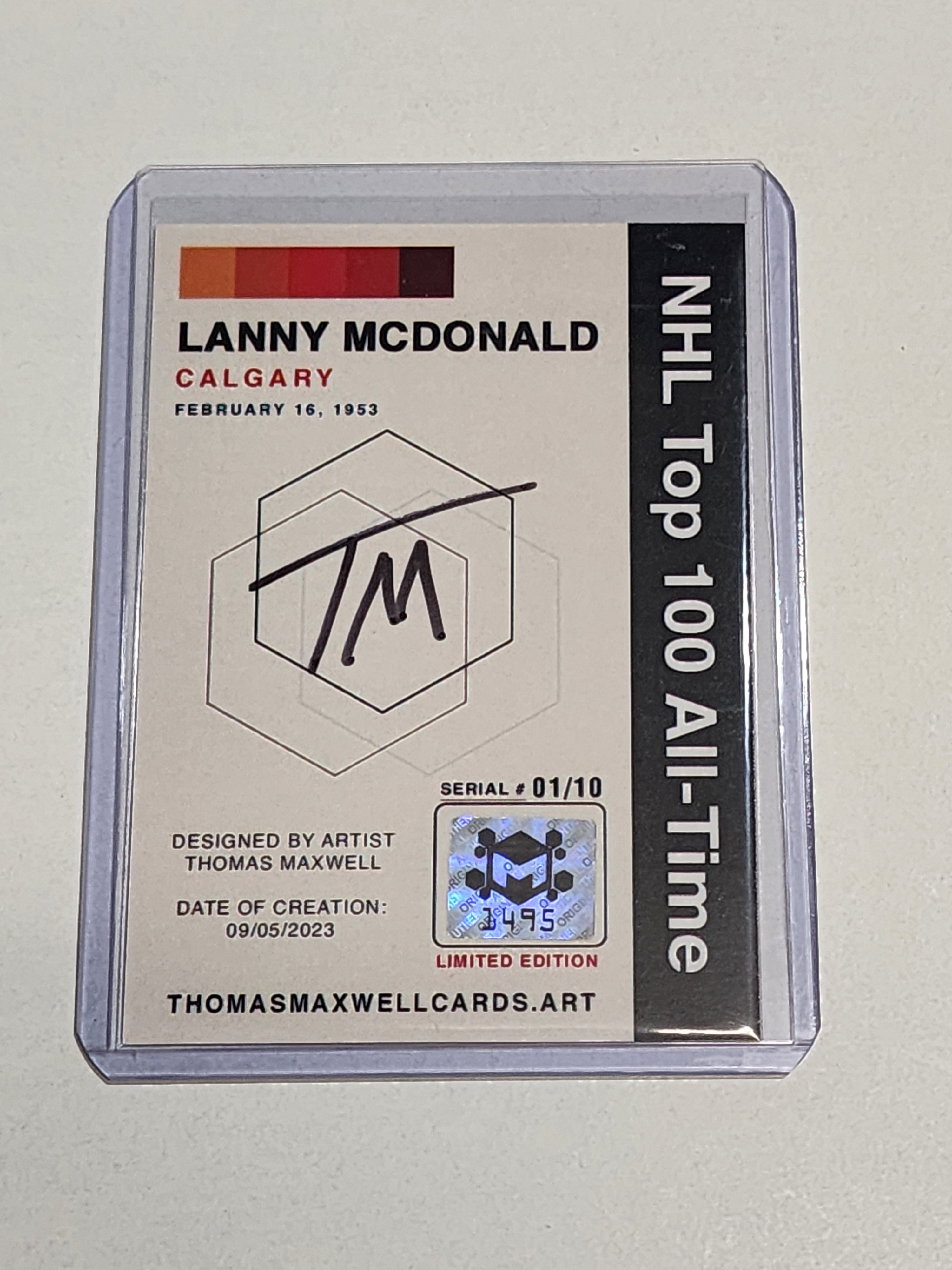 Lanny McDonald Artist Signed Hockey Art Card 1/10