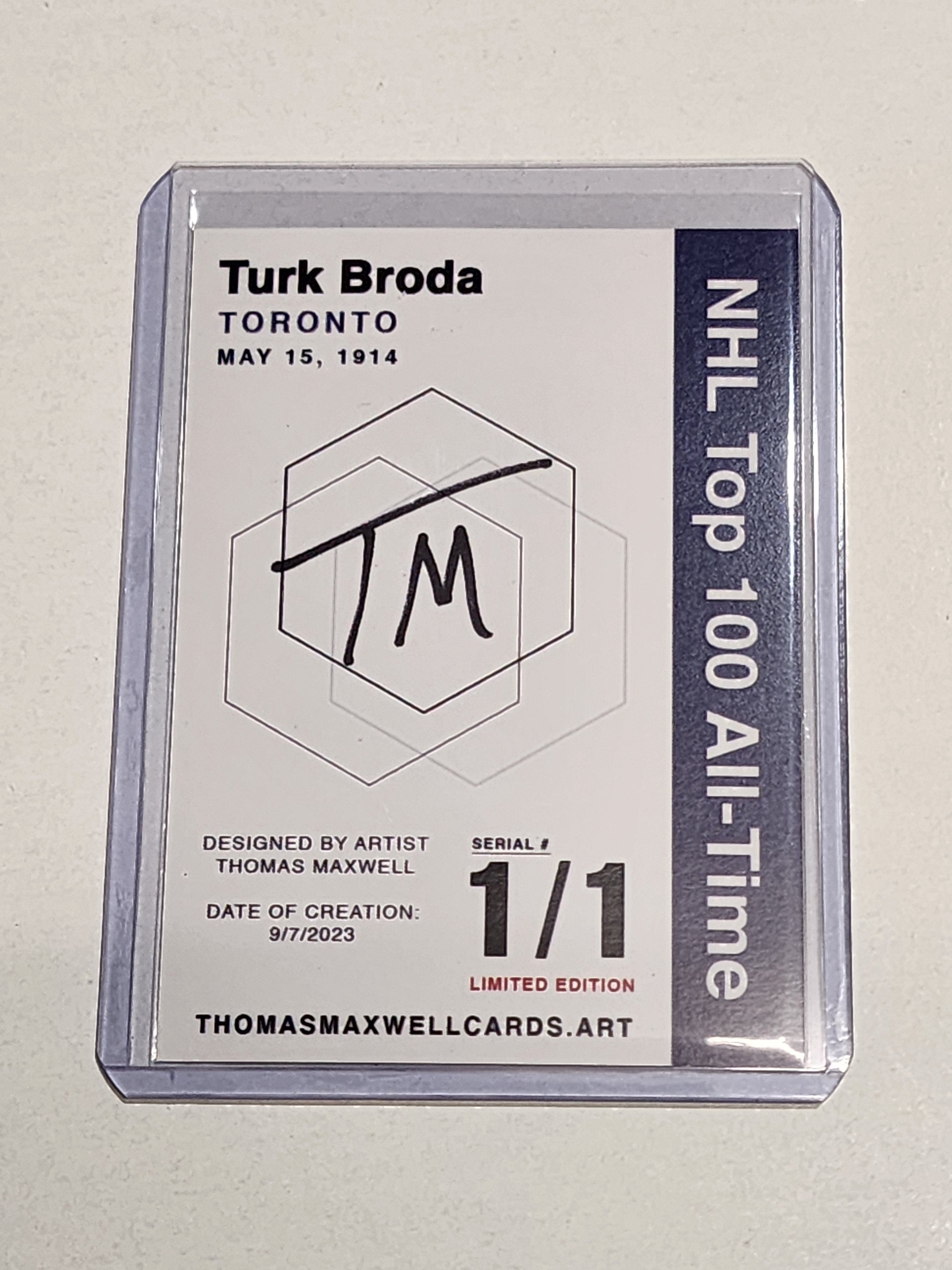 Turk Broda Artist Signed Toronto Maple Leafs Refractor Art Card 1/1