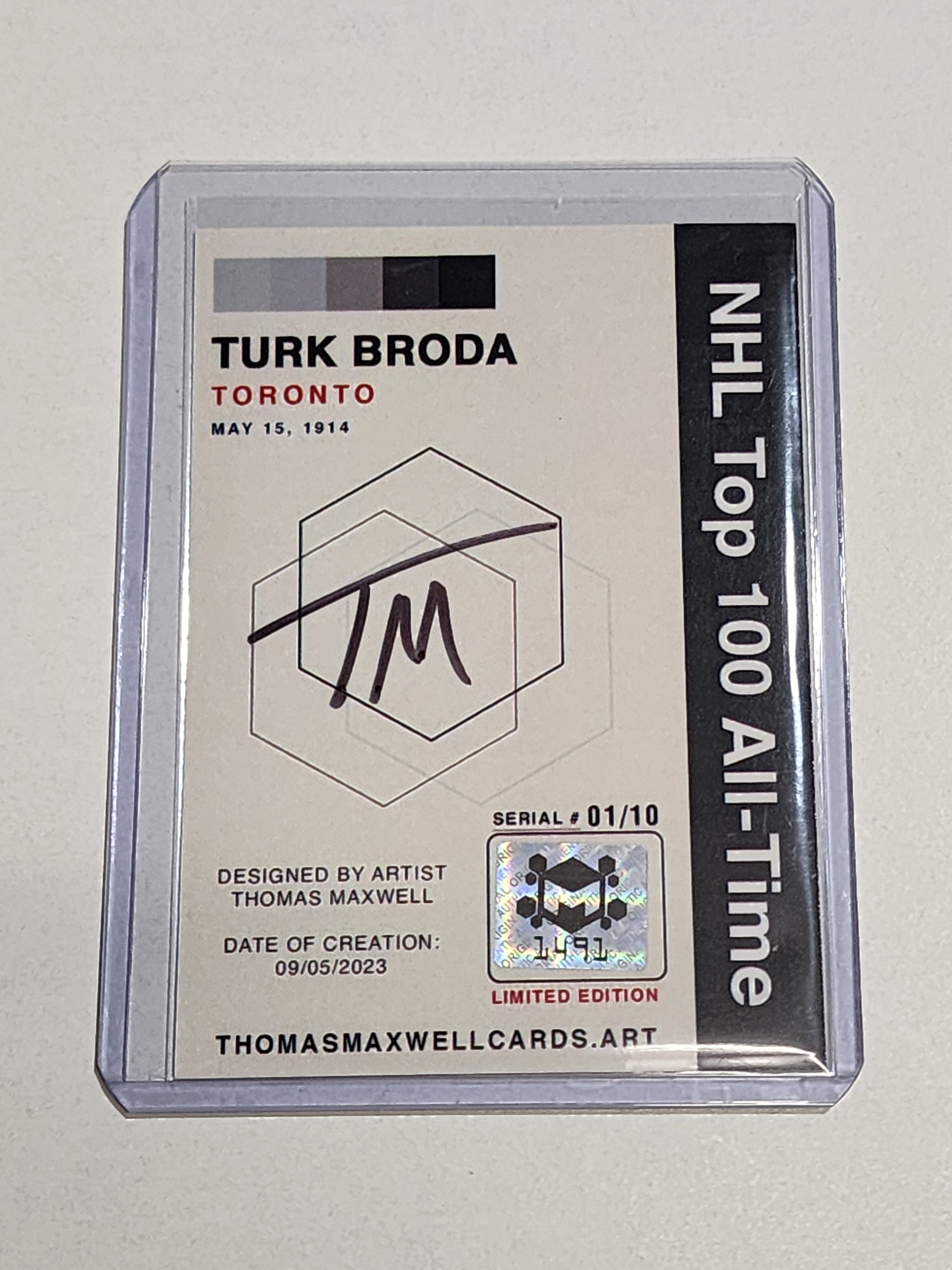 Turk Broda Artist Signed Hockey Art Card 1/10