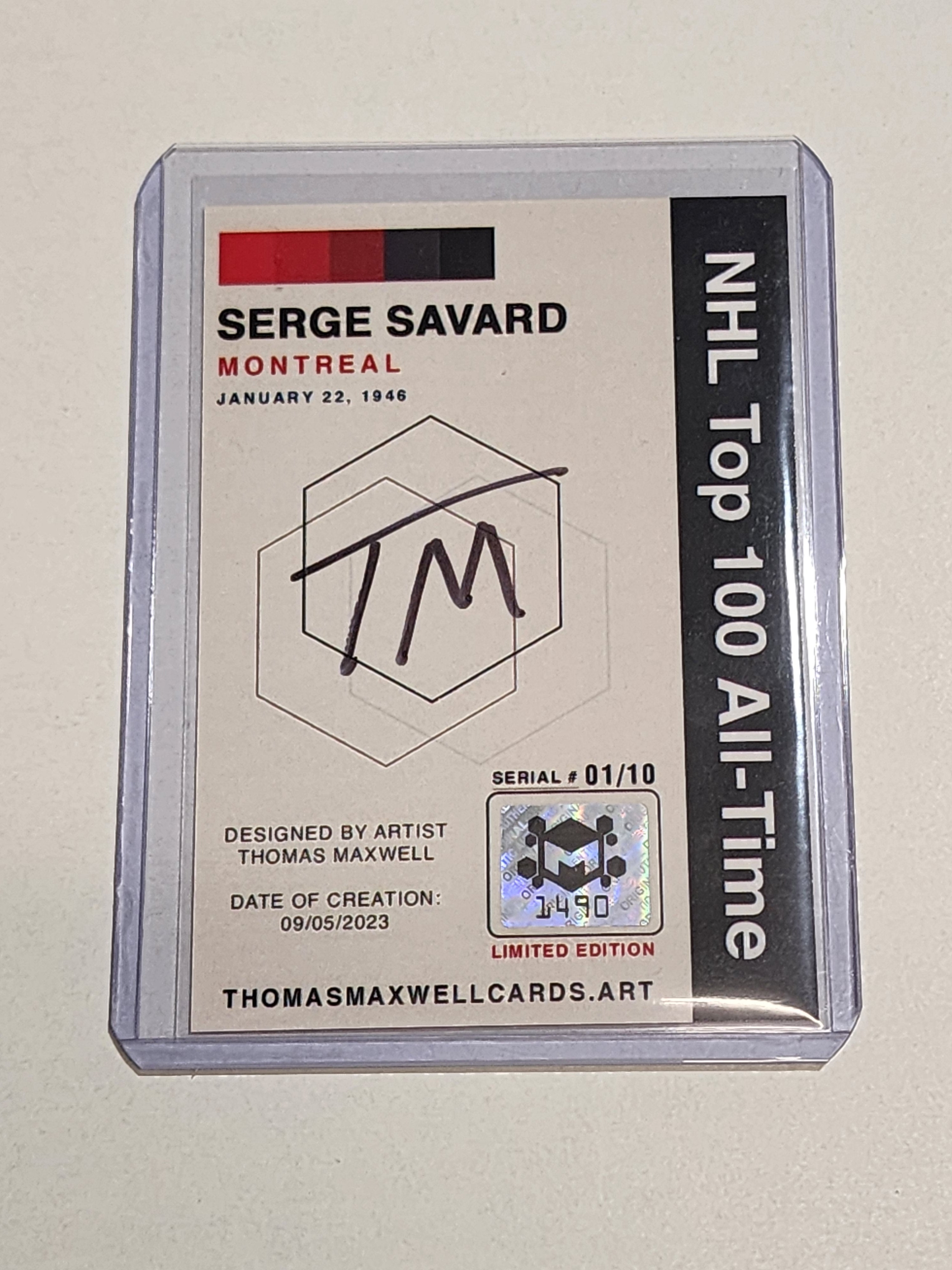 Serge Savard Artist Signed Hockey Art Card 1/10