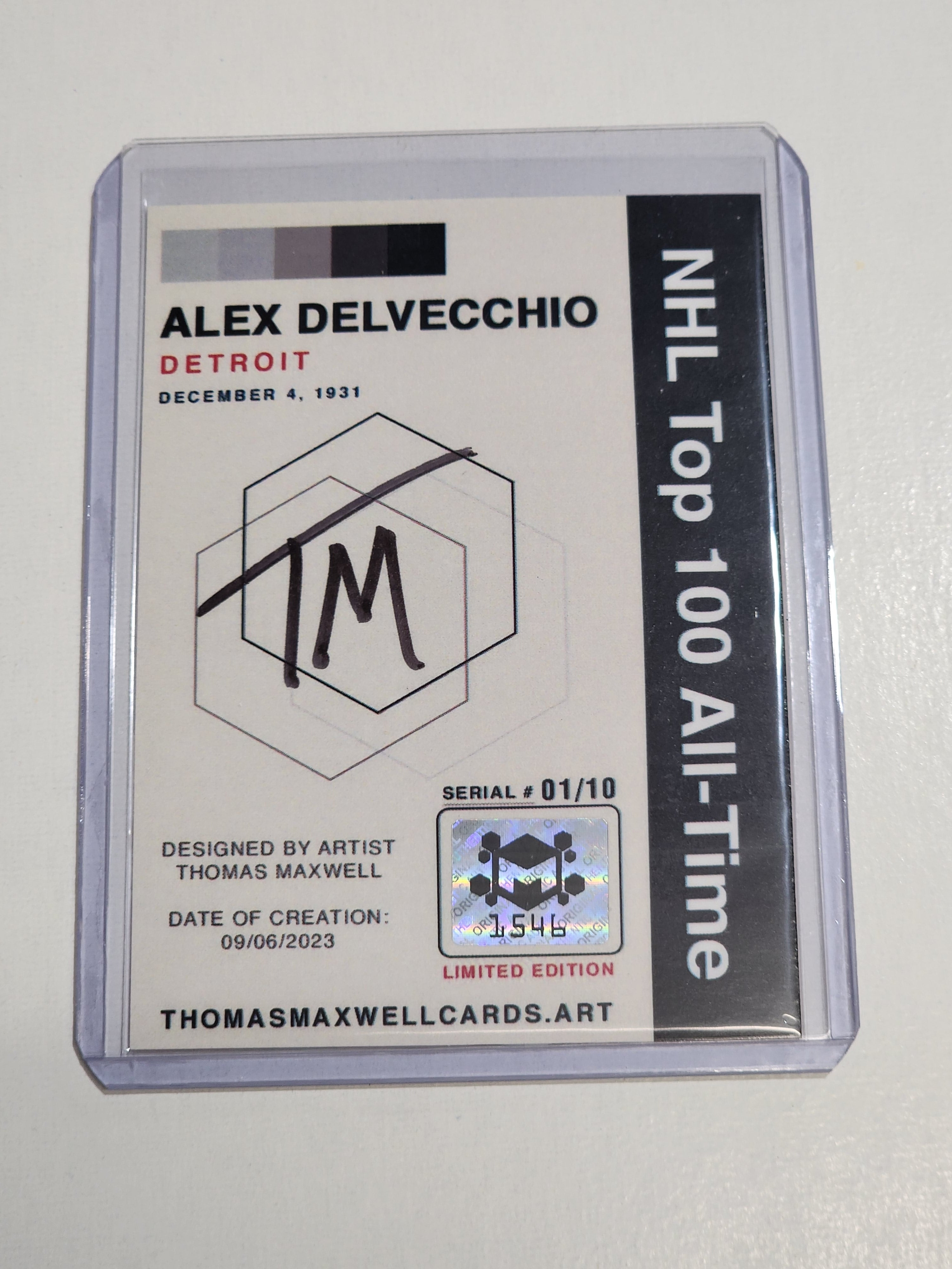 Alex Delvecchio Artist Signed Hockey Art Card 1/10