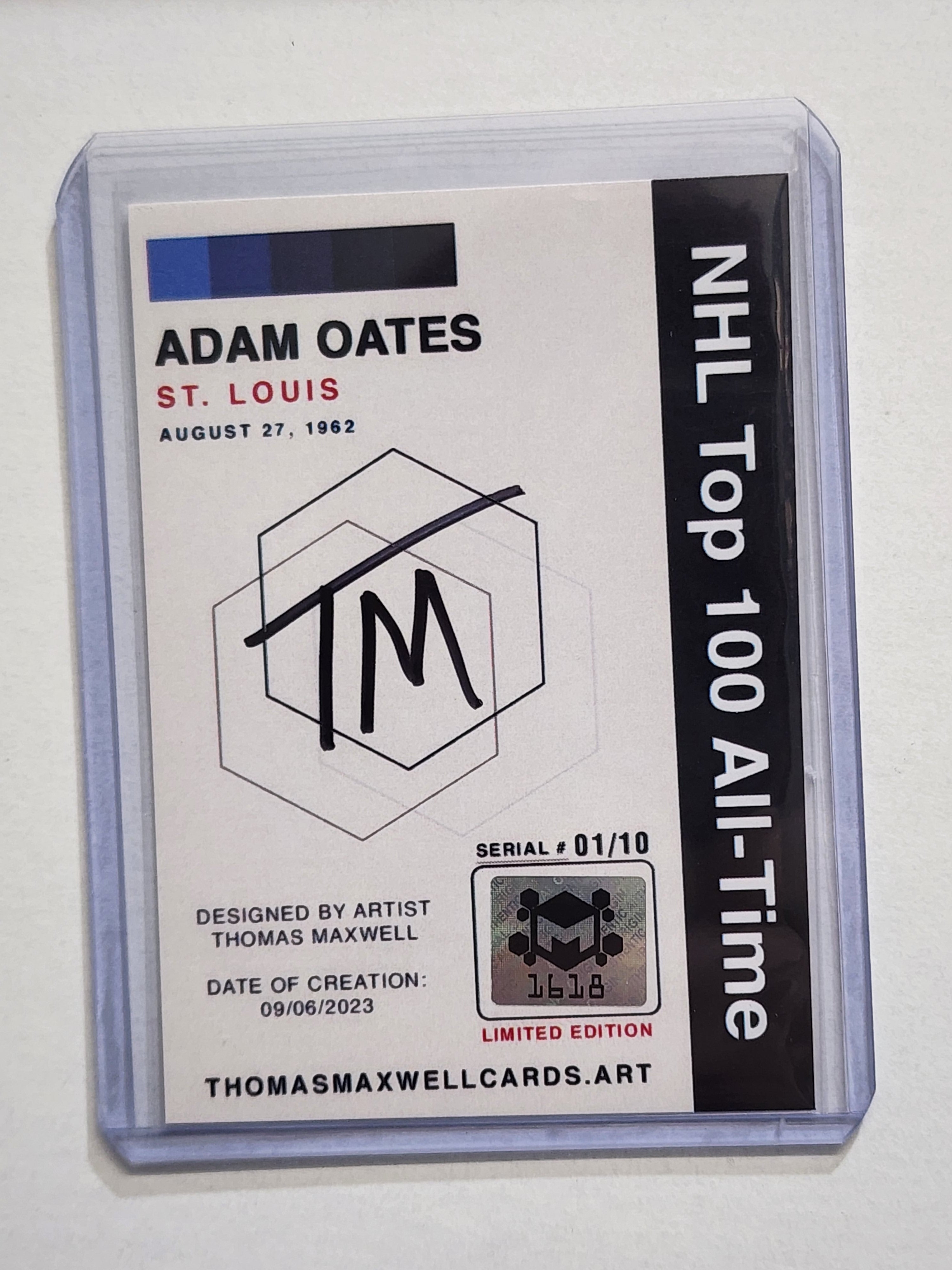 Adam Oates Artist Signed Hockey Art Card 1/10