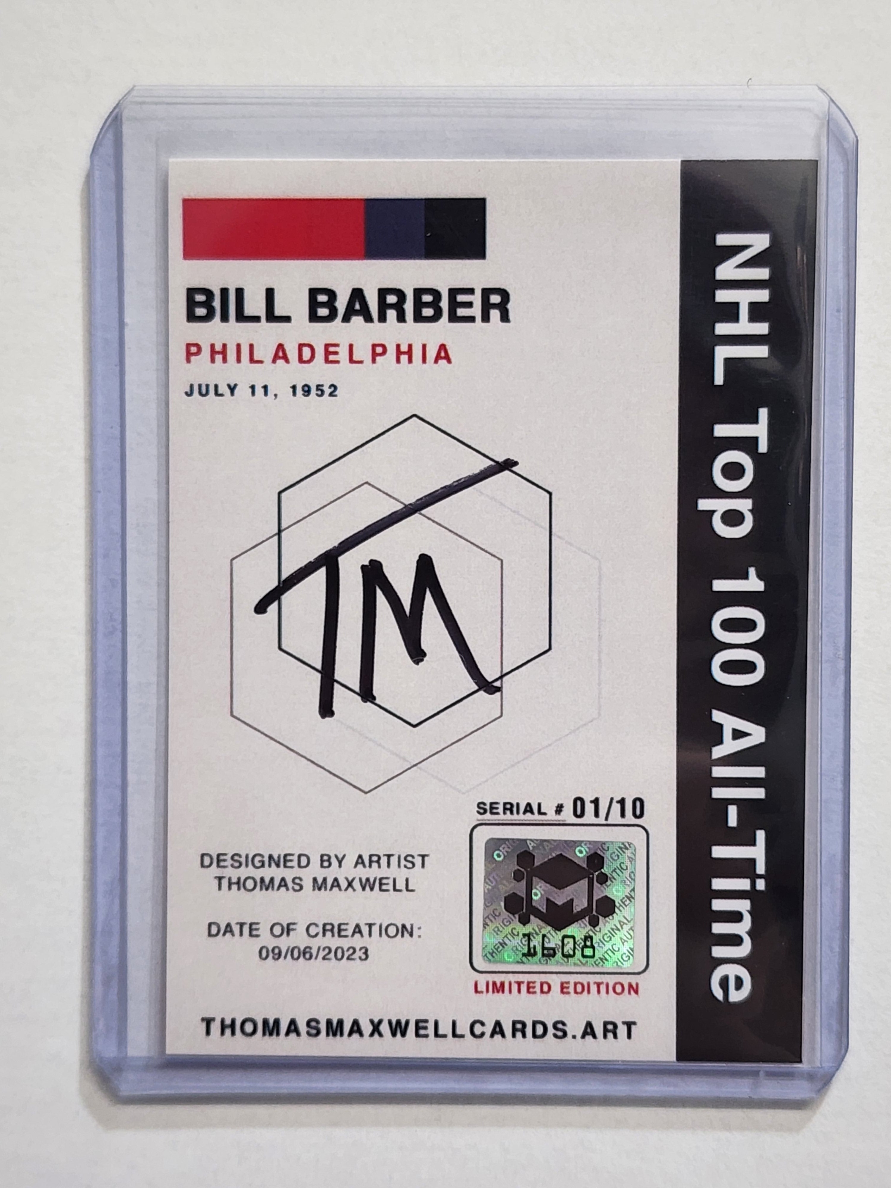 Bill Barber Artist Signed Hockey Art Card 1/10