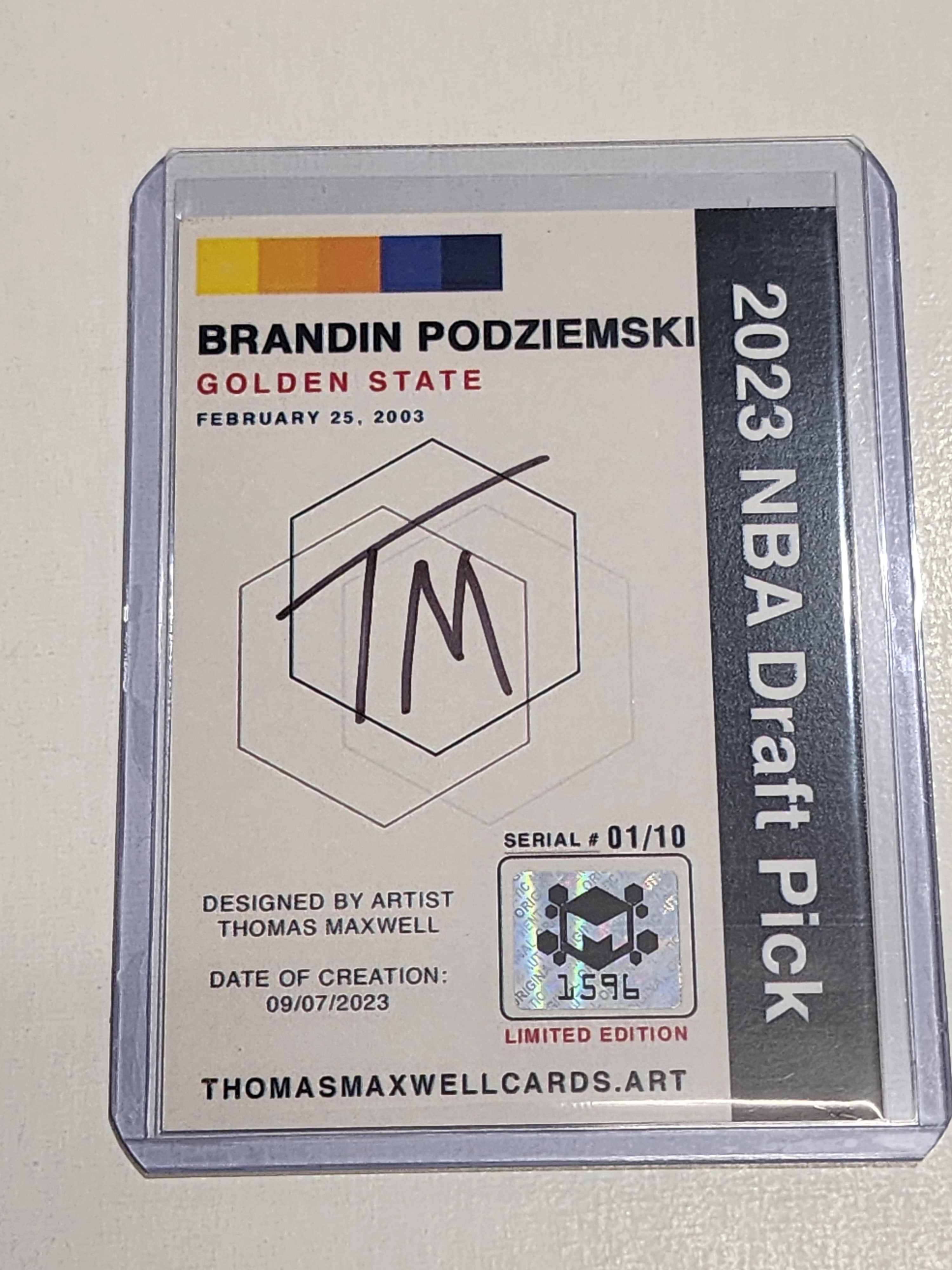 Brandin Podziemski Artist Signed Basketball Art Card 1/10