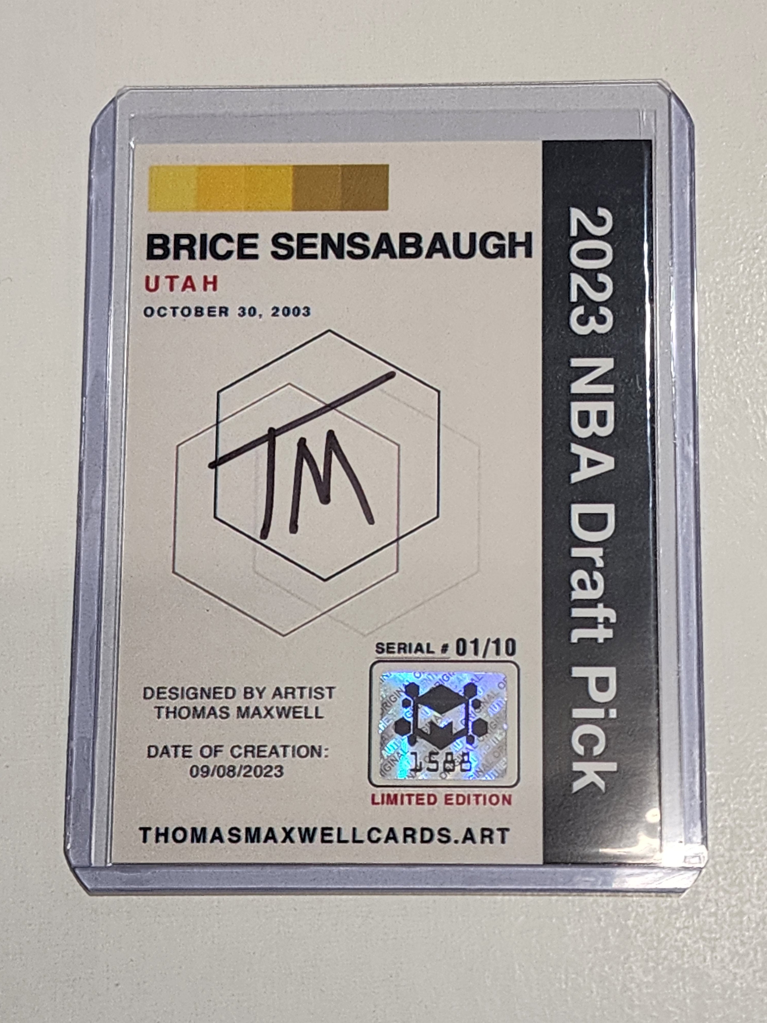 Brice Sensabaugh Artist Signed Basketball Art Card 1/10