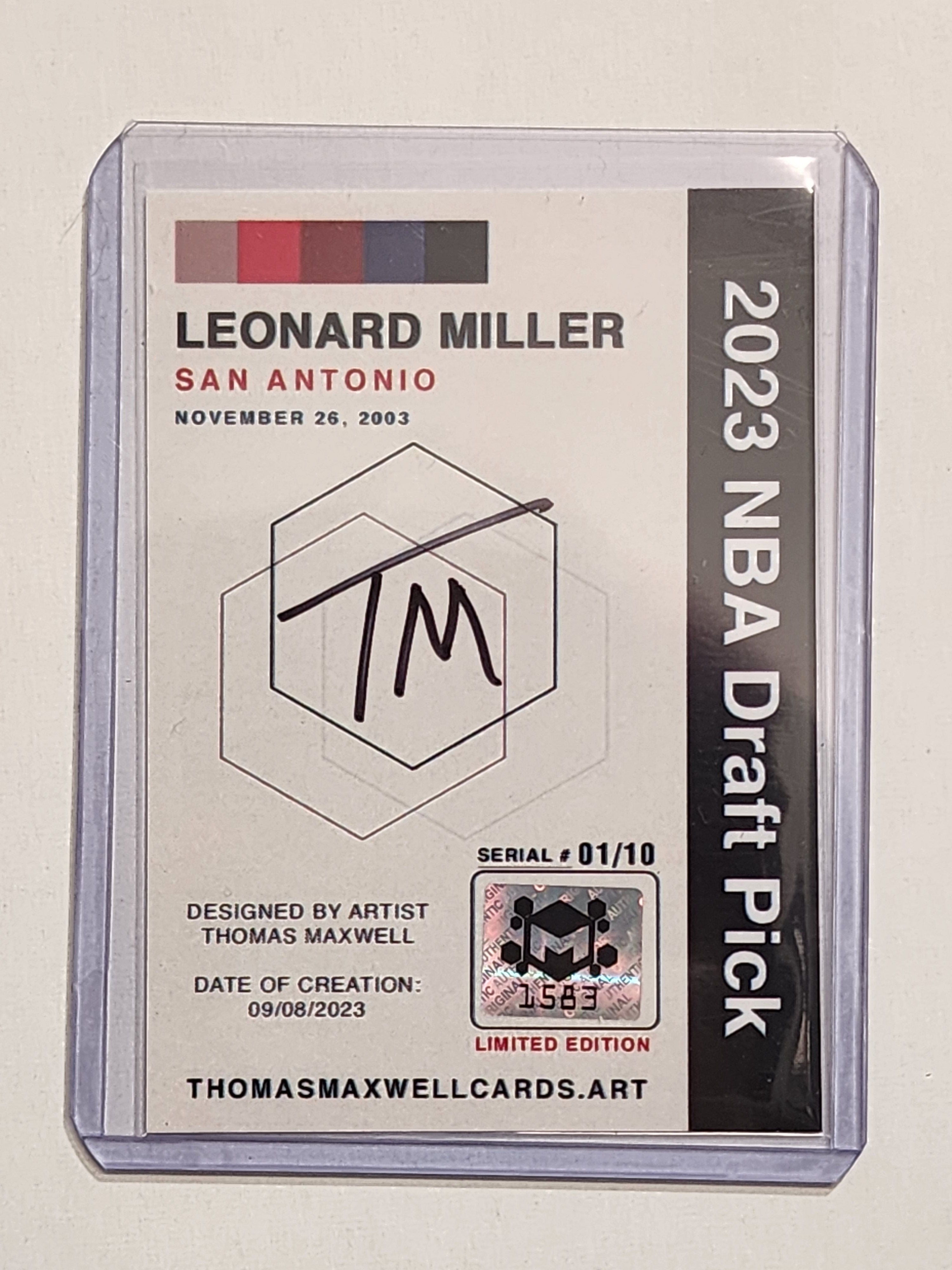 Leonard Miller Artist Signed Basketball Art Card 1/10