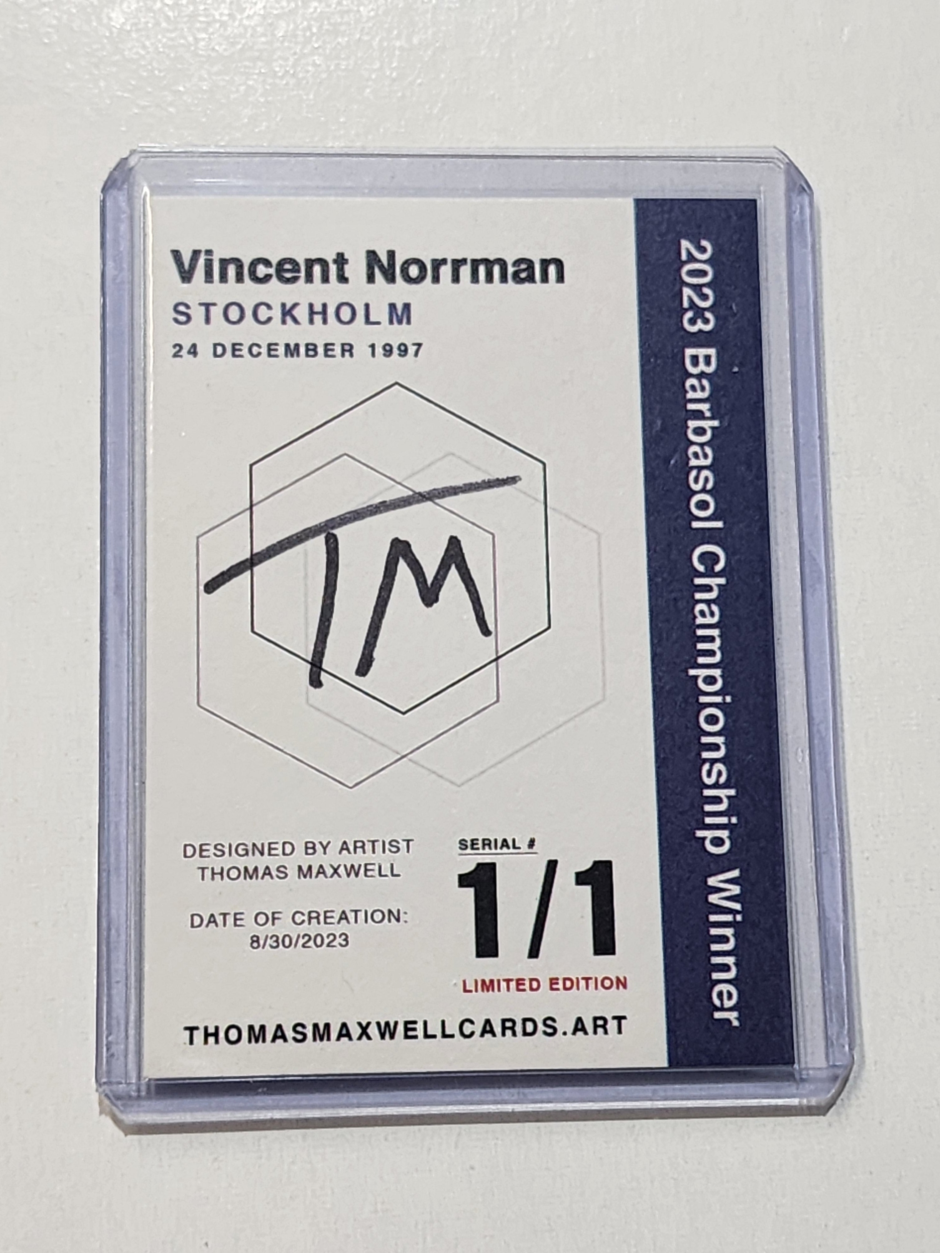 Vincent Norrman Artist Signed Golf Refractor Art Card 1/1