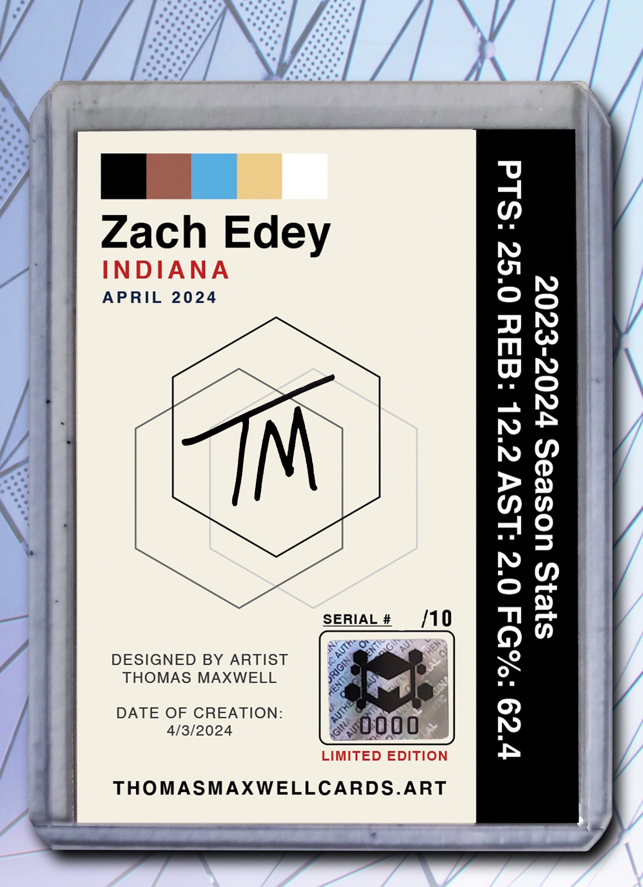 Zach Edey - Purdue - Artist Signed Basketball Art Card 1/10