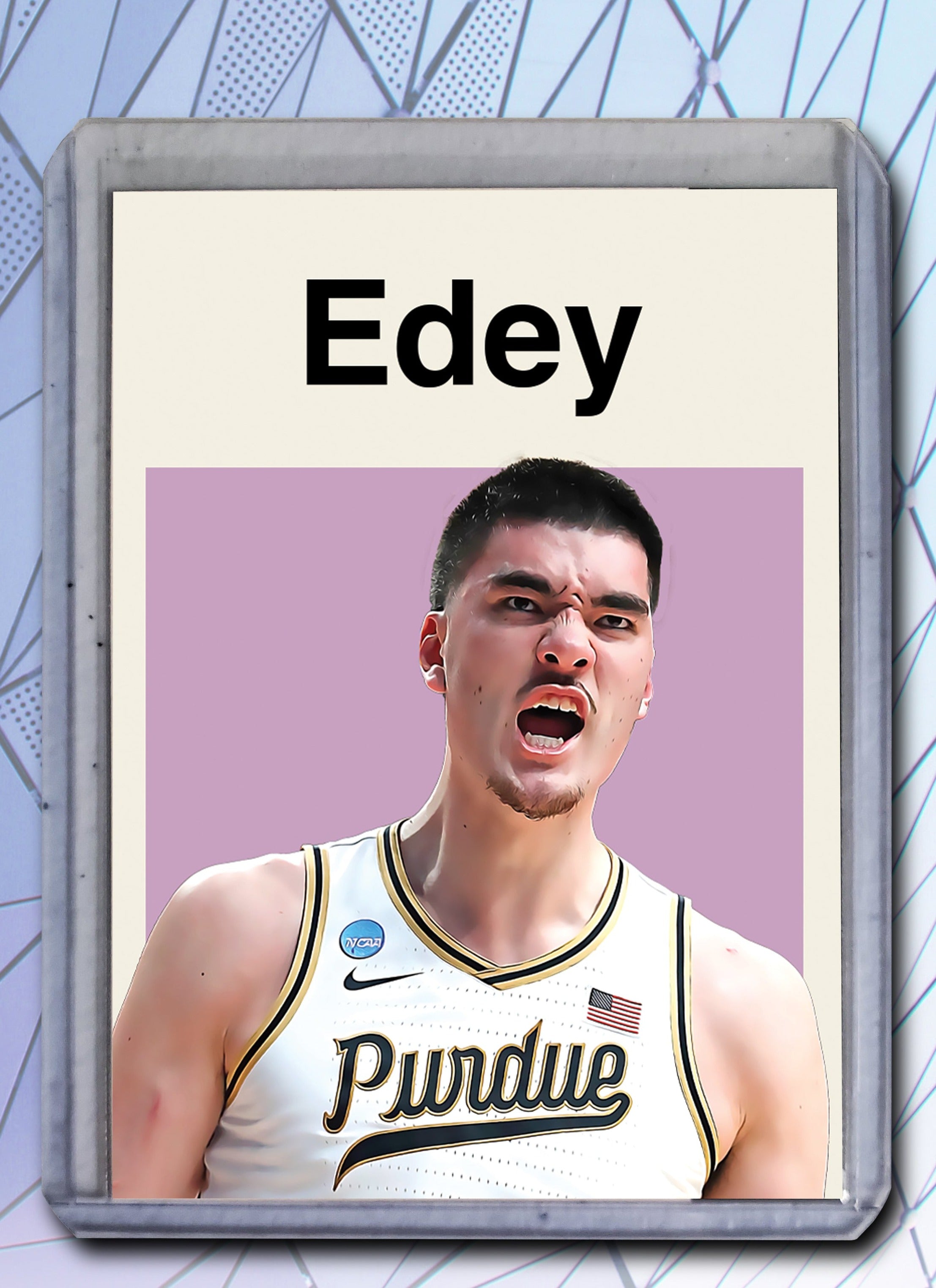 Zach Edey - Purdue - Artist Signed Basketball Art Card 1/10