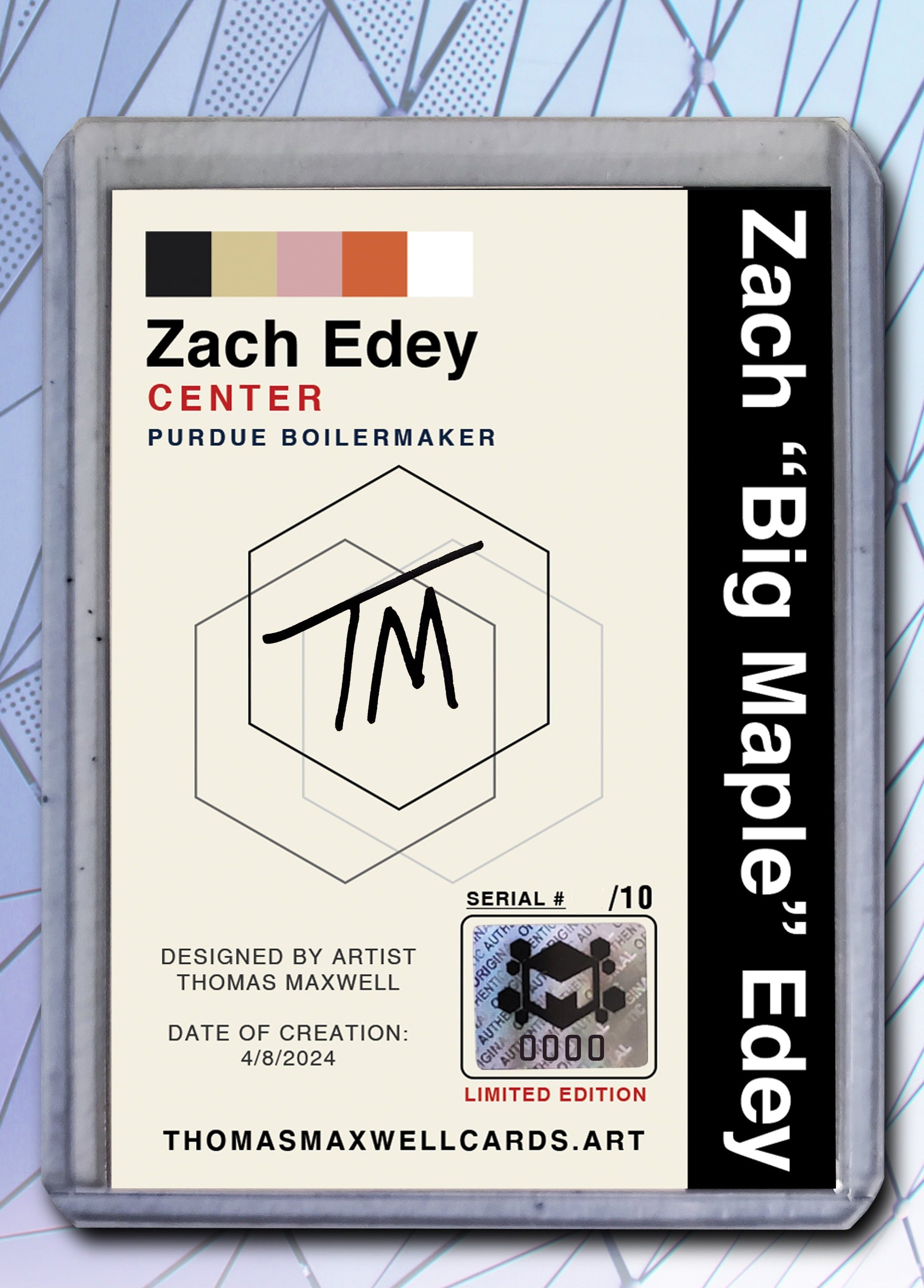 Zach Edey 'Big Maple' Artist Signed Basketball Art Card 1/10