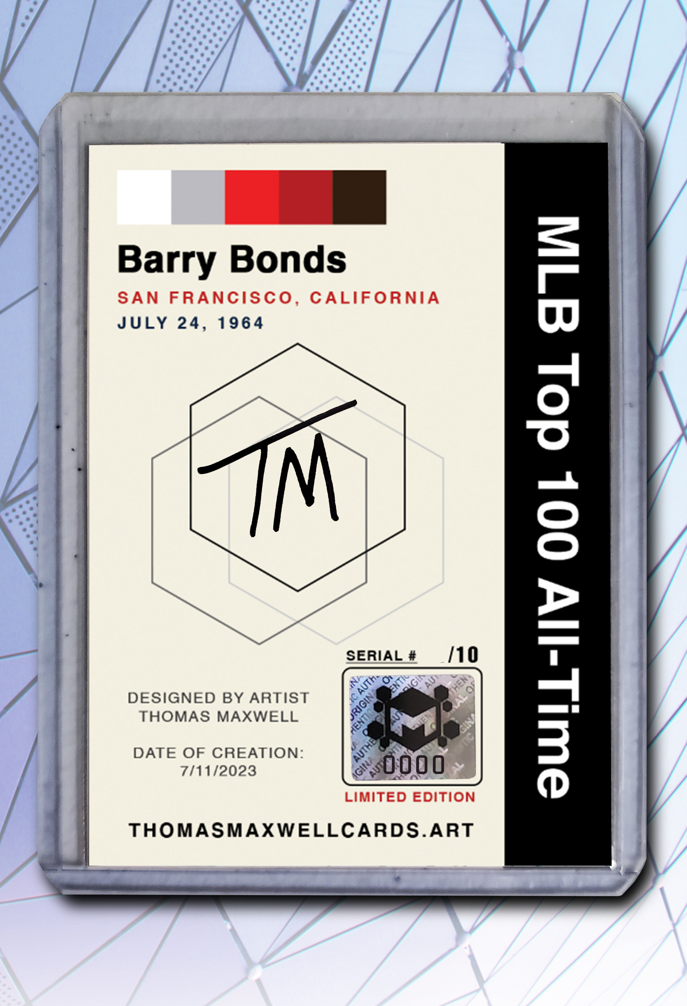 Barry Bonds Baseball Art Card - Artist Signed - 2/10