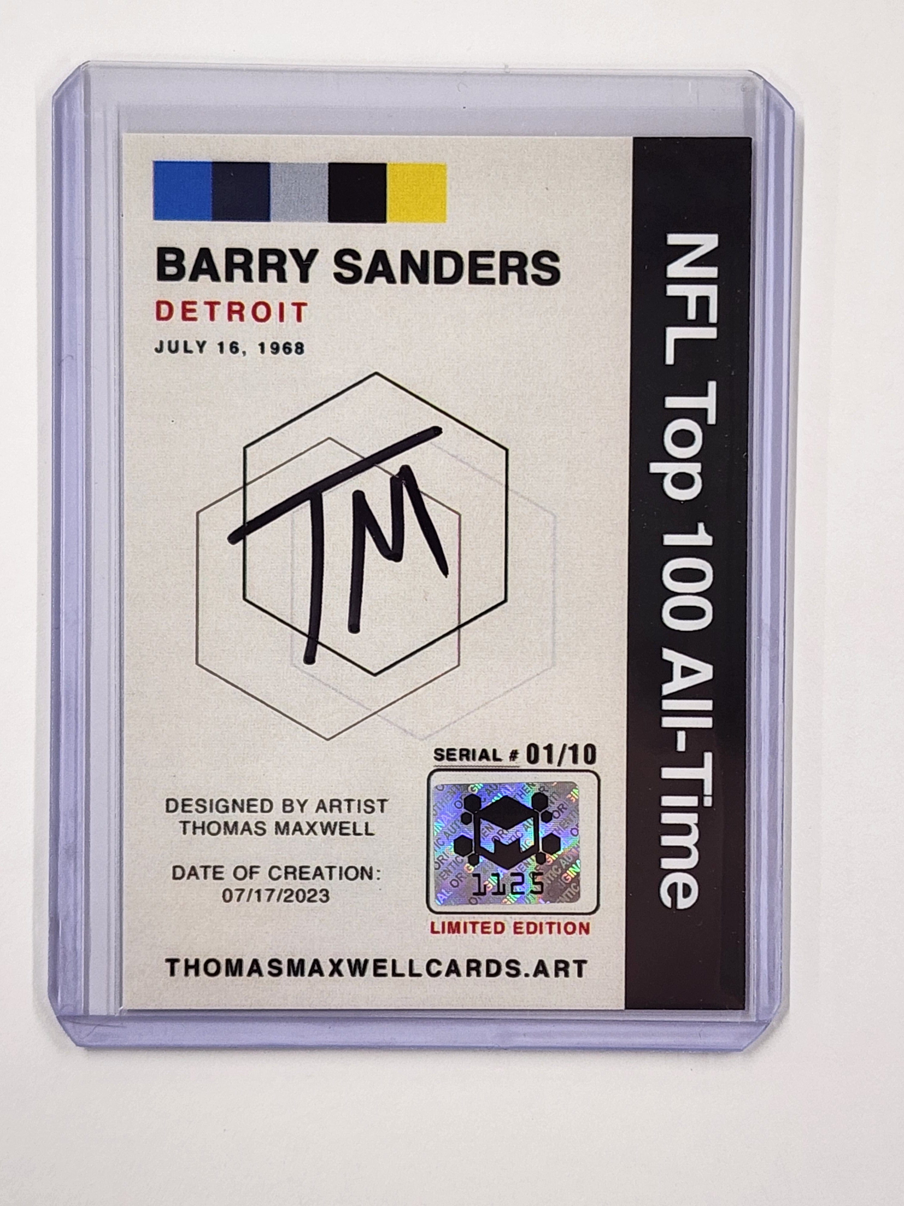 Barry Sanders Football Art Card - Artist Signed 1/10