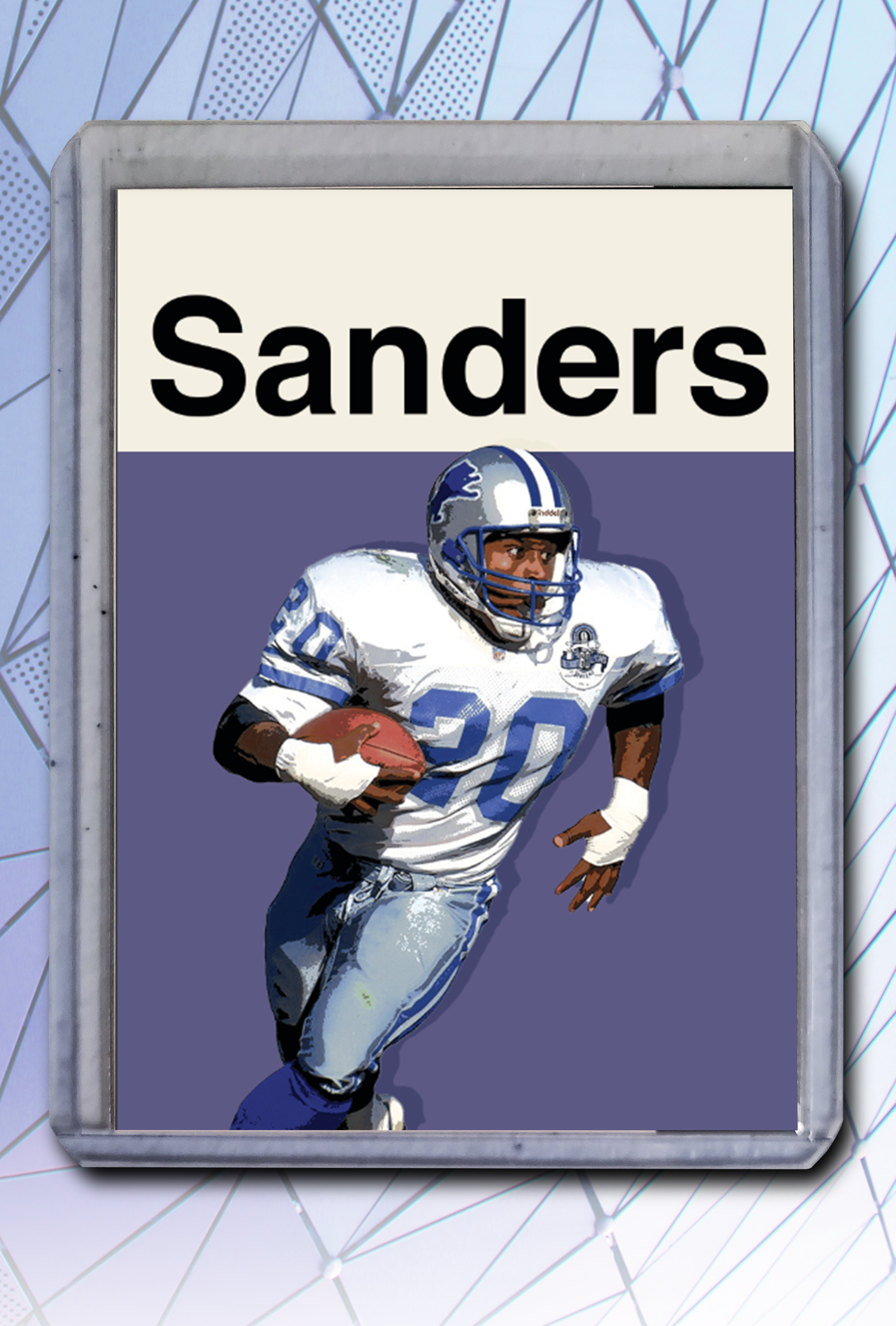 Barry Sanders Football Art Card - Artist Signed - 2/10