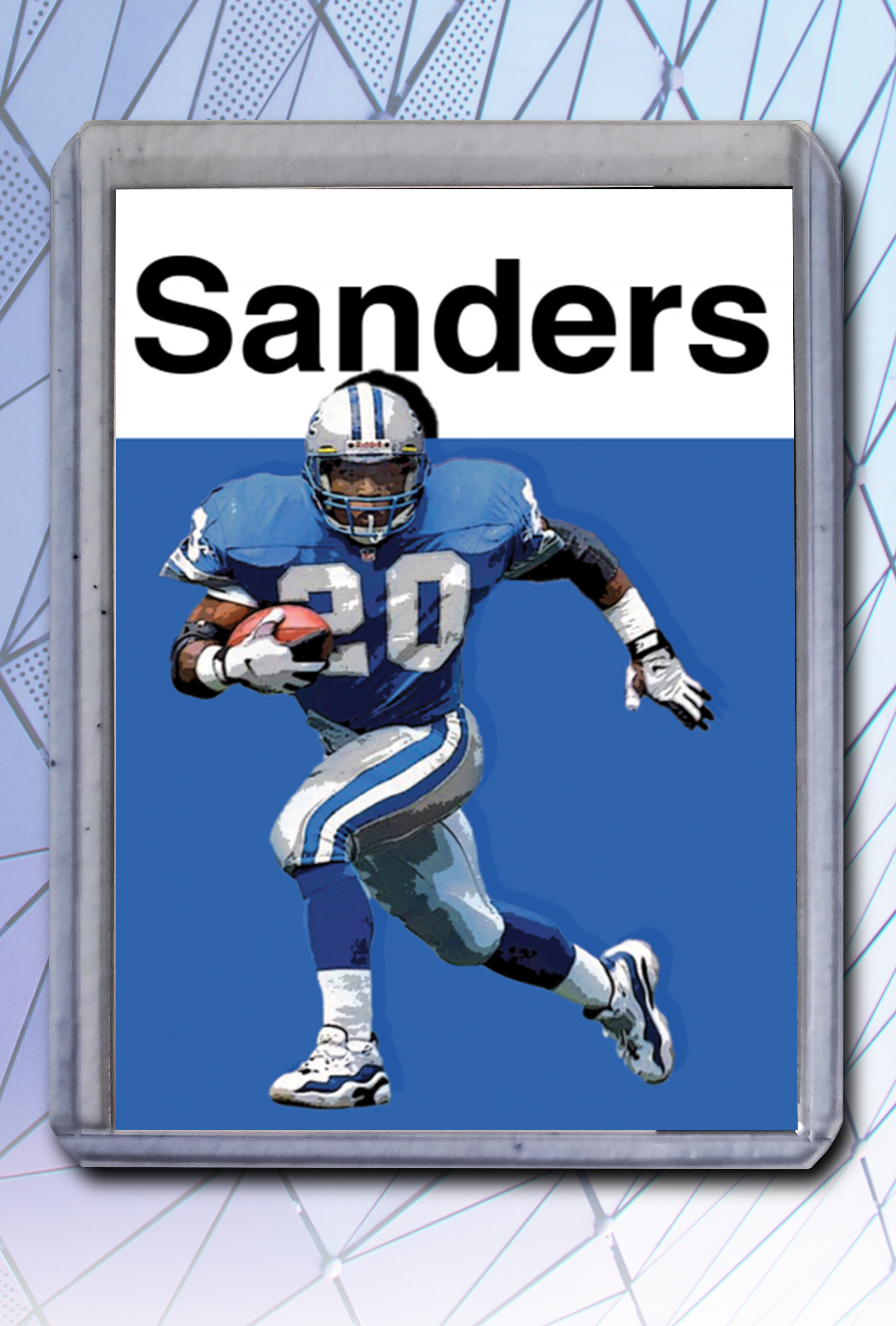 Barry Sanders Artist Signed Football Art Card 2/10