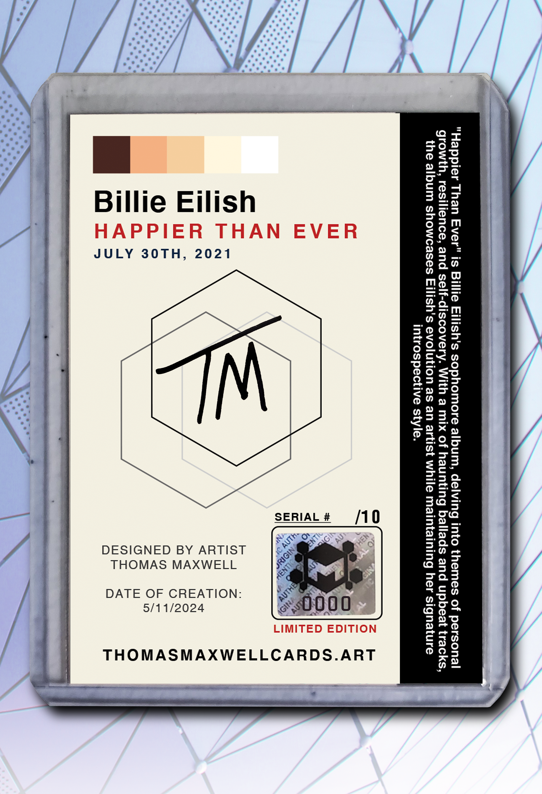 Billie Eilish - Happier Than Ever Artist Signed Music Art Card 1/10