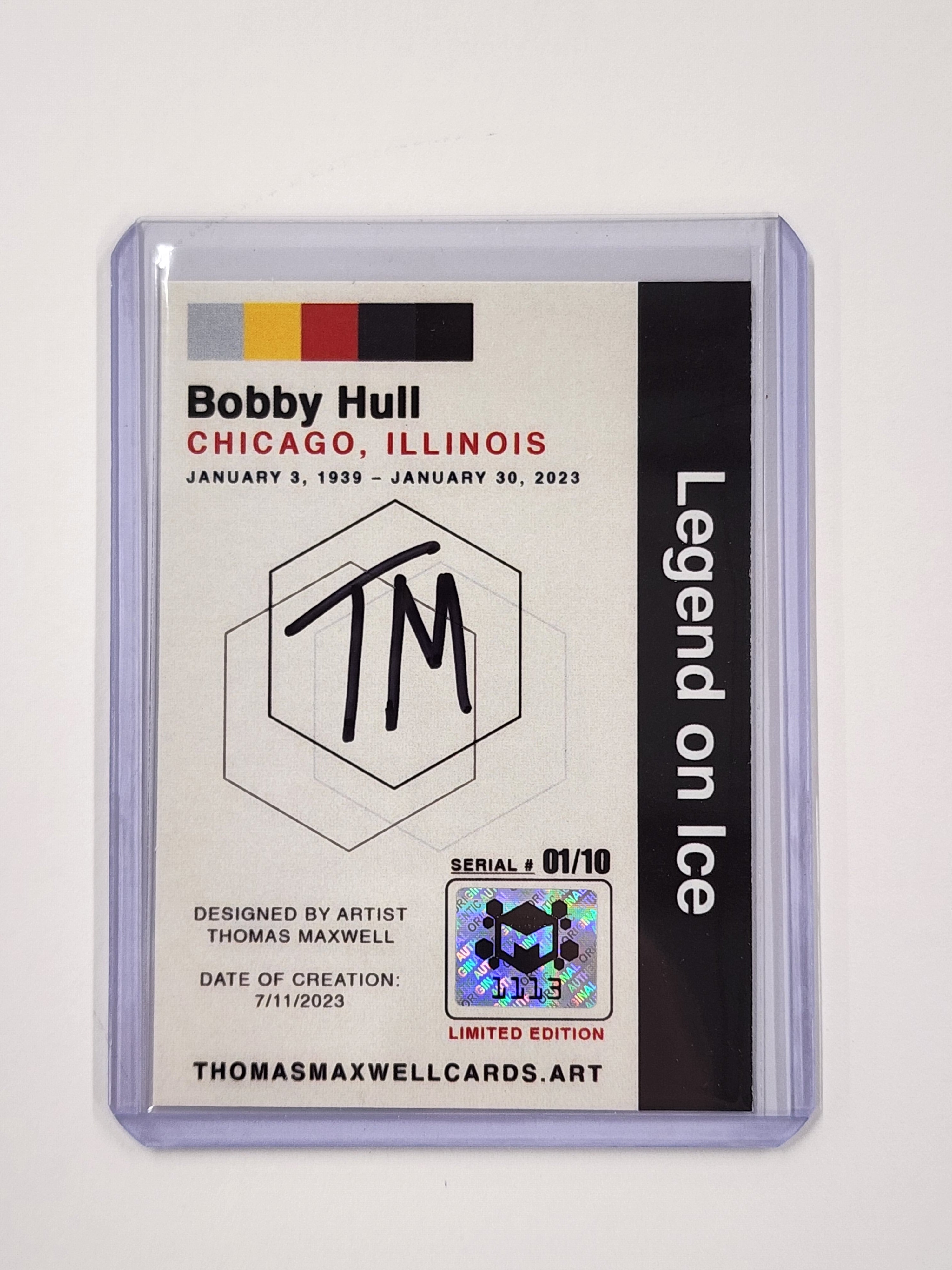 Bobby Hull Artist Signed Hockey Art Card 1/10