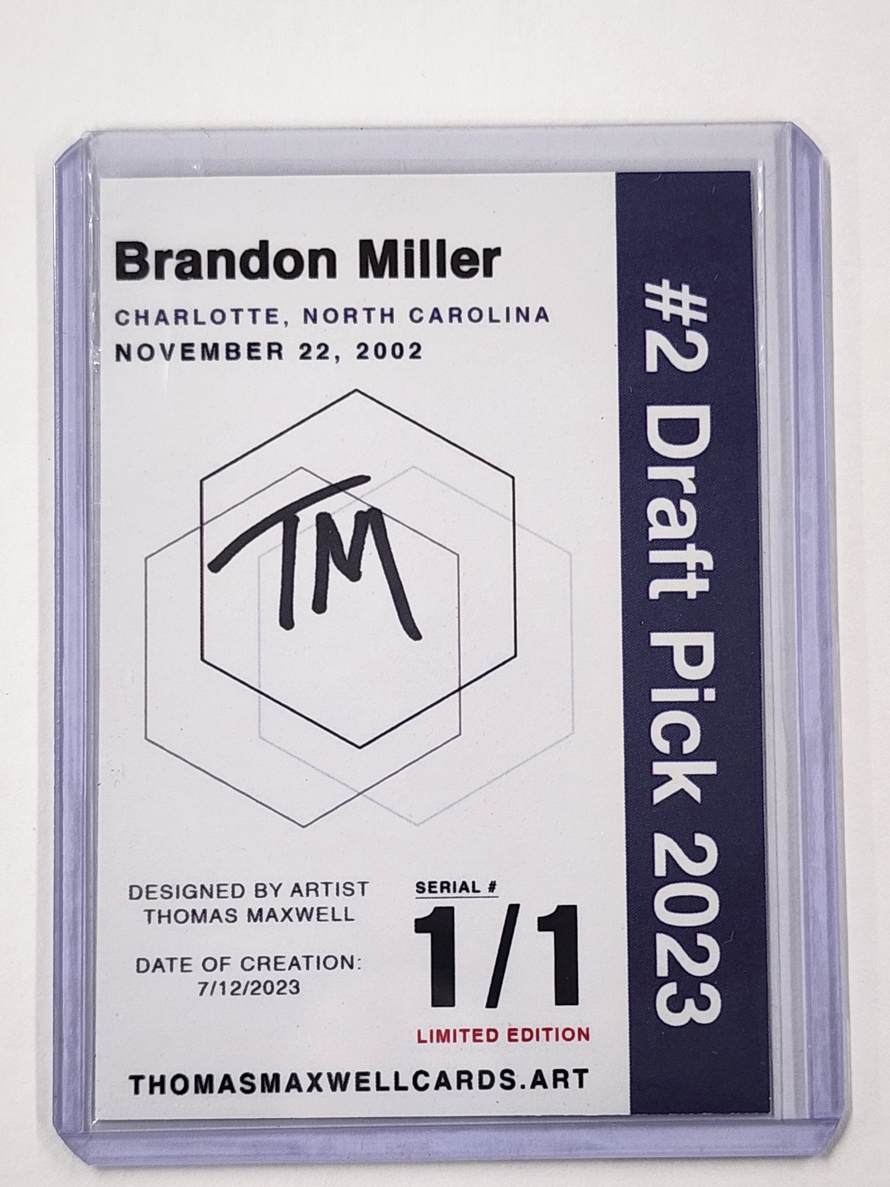 Brandon Miller Artist Signed Charlotte Hornets Refractor Art Card 1/1