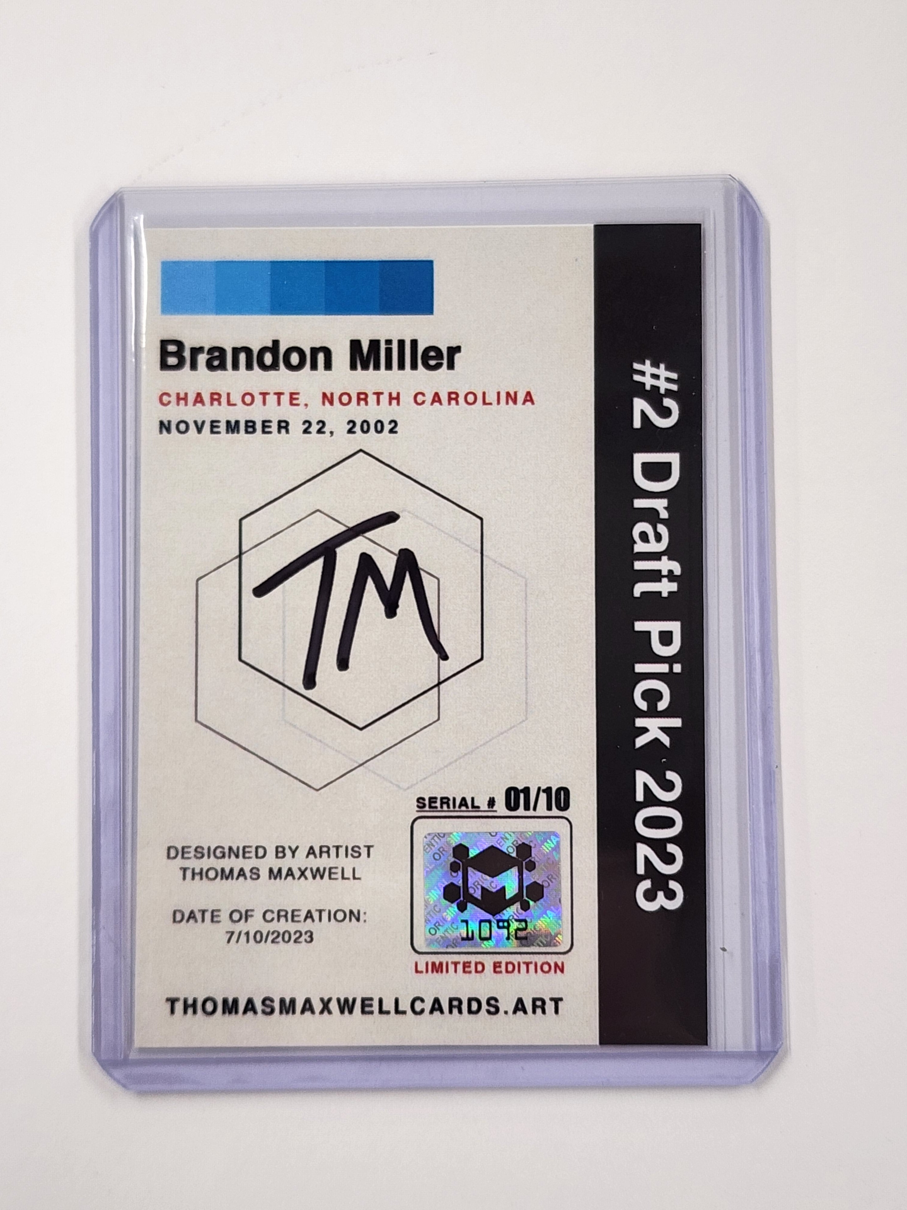 Brandon Miller Artist Signed Basketball Art Card 1/10