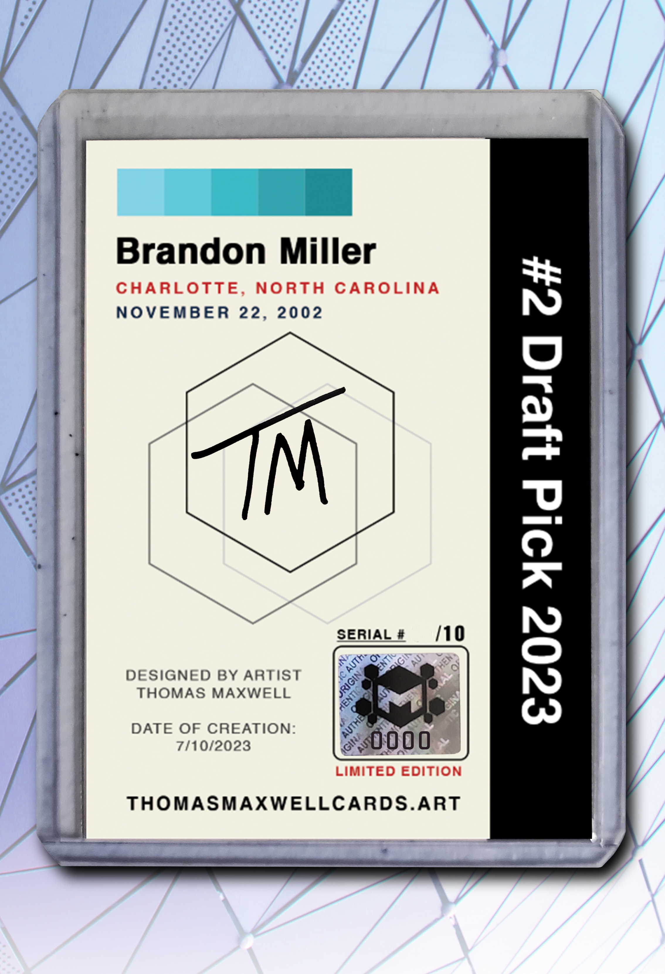 Brandon Miller Artist Signed Basketball Art Card 2/10