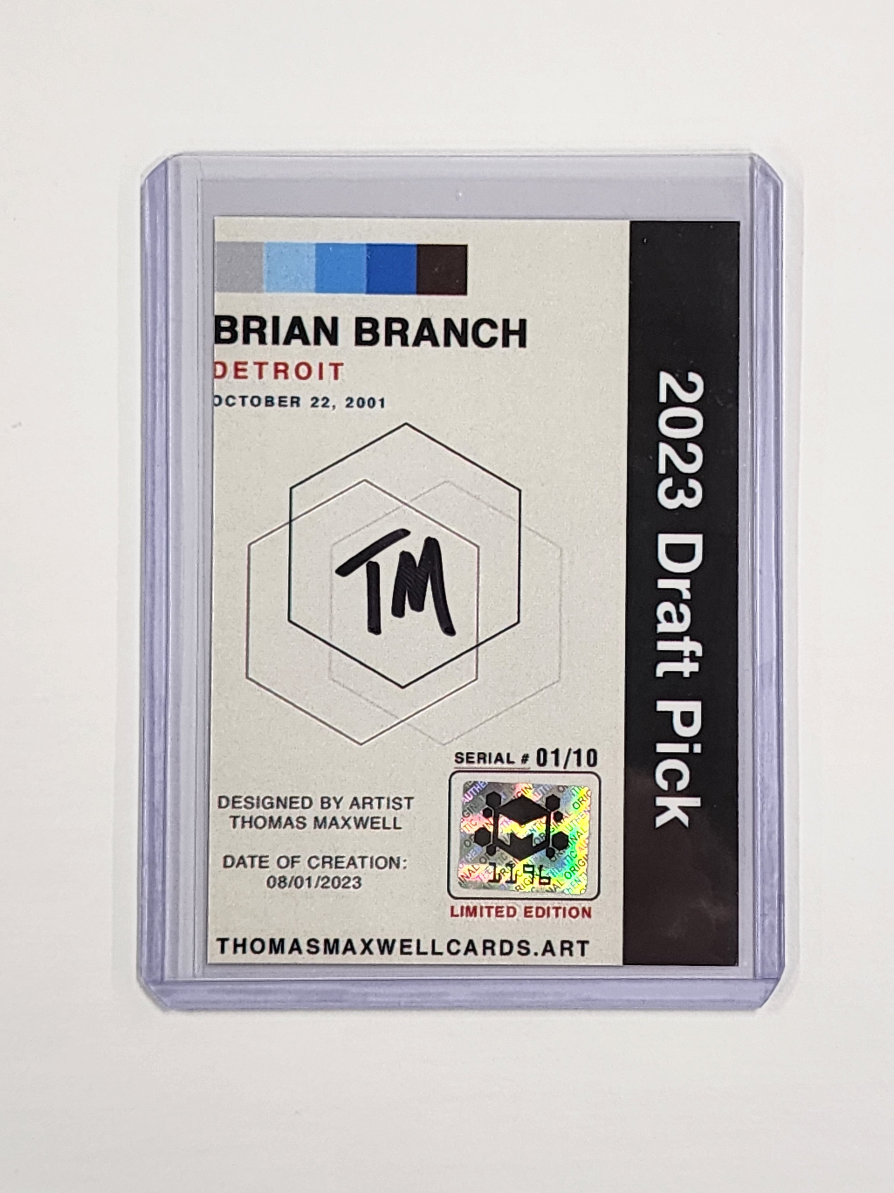 Brian Branch Artist Signed Football Art Card 1/10