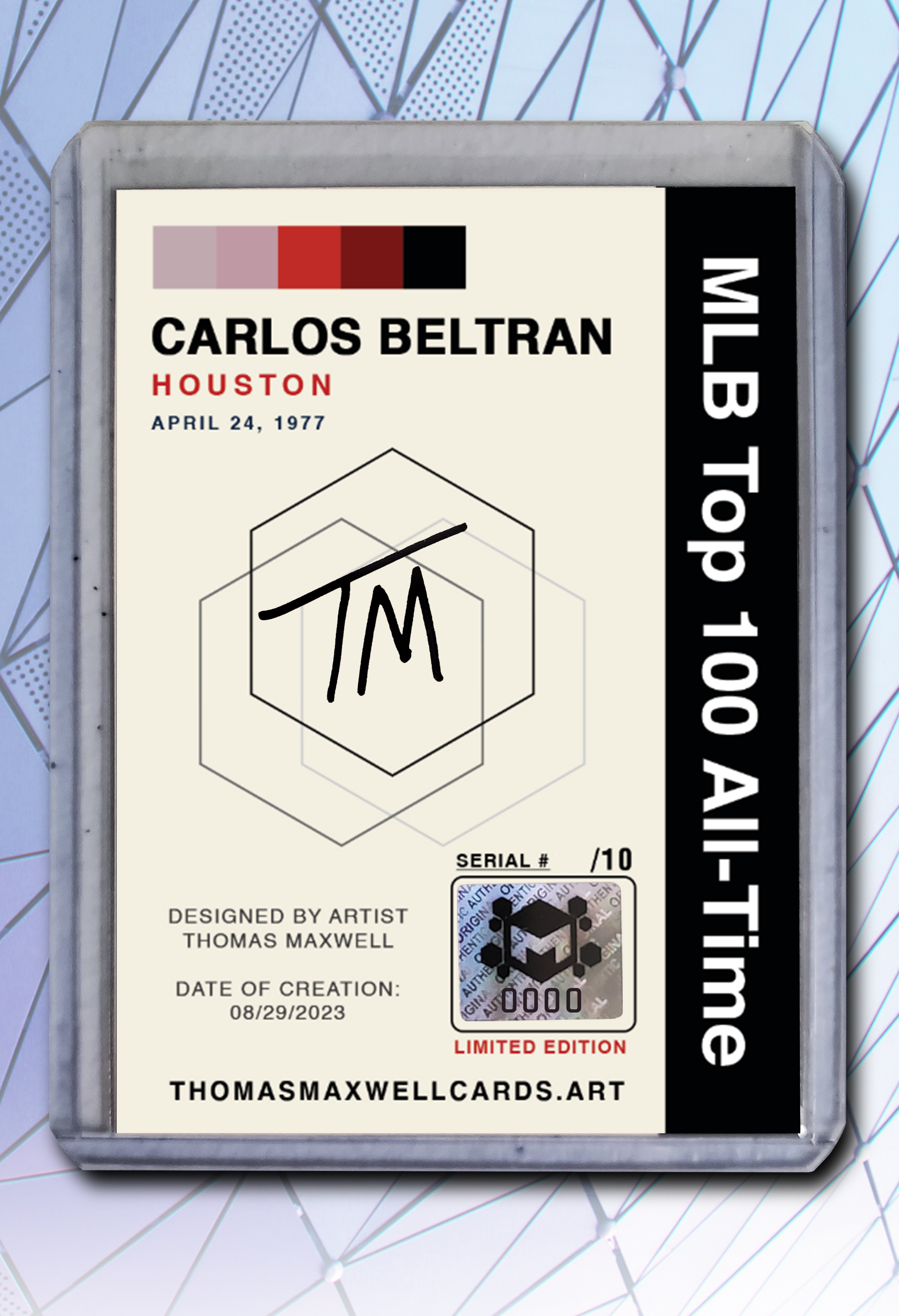 Carlos Beltran Artist Signed Baseball Art Card 2/10