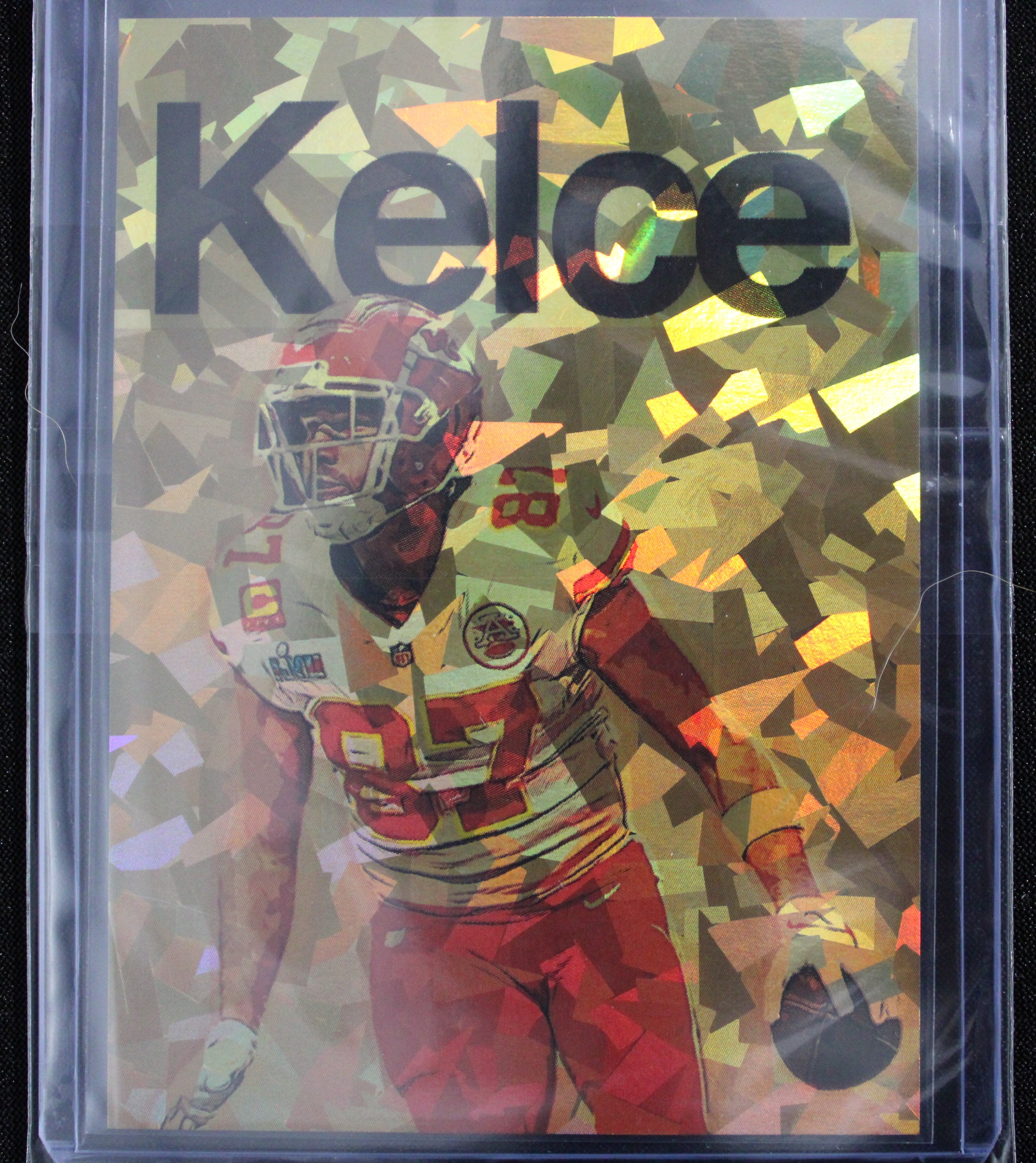 Travis Kelce Artist Signed Kansas City Chiefs Gold Refractor Art Card 1/3