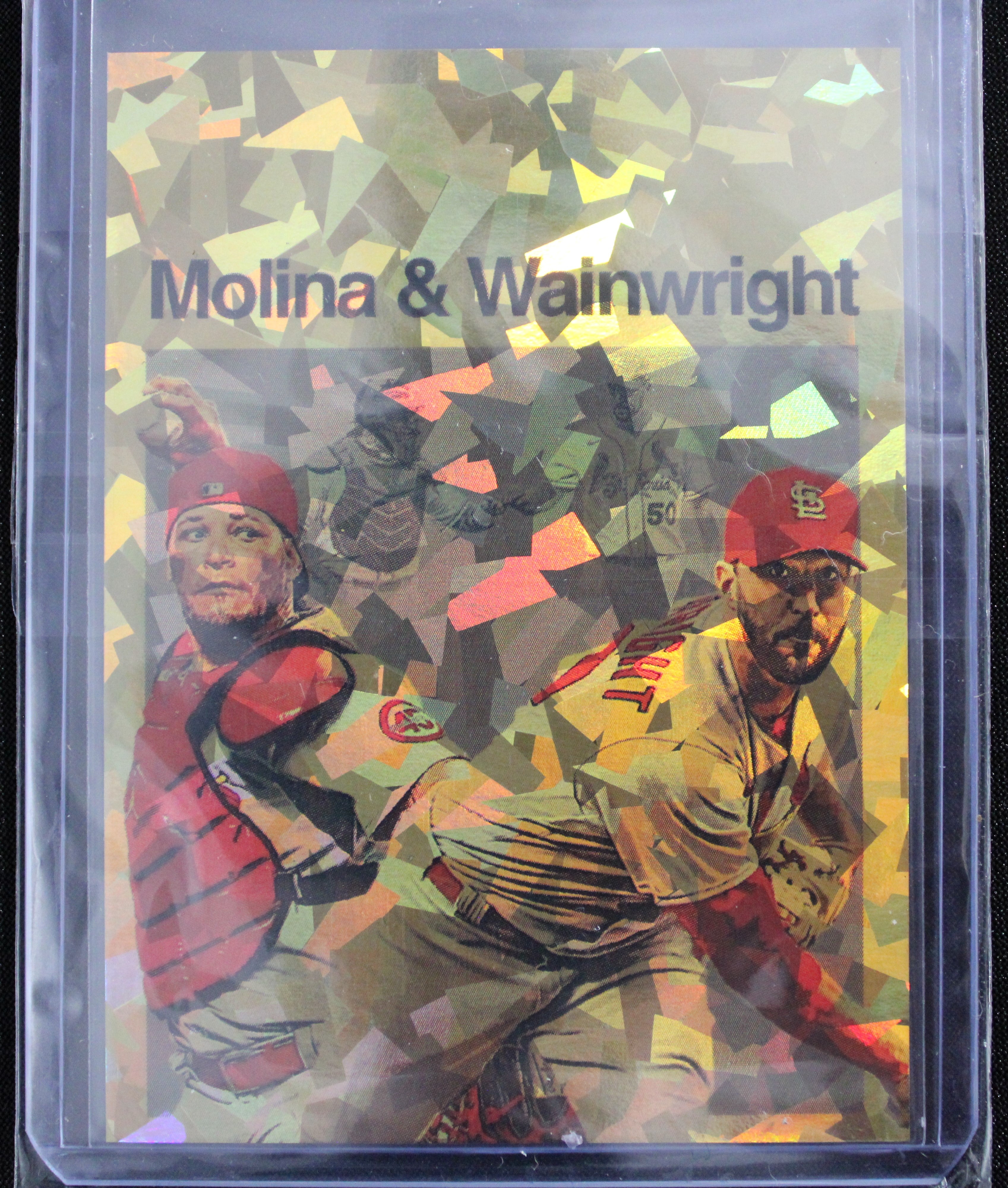 Yadier Molina & Adam Wainwright Artist Signed St. Louis Cardinals Gold Refractor Art Card 1/3